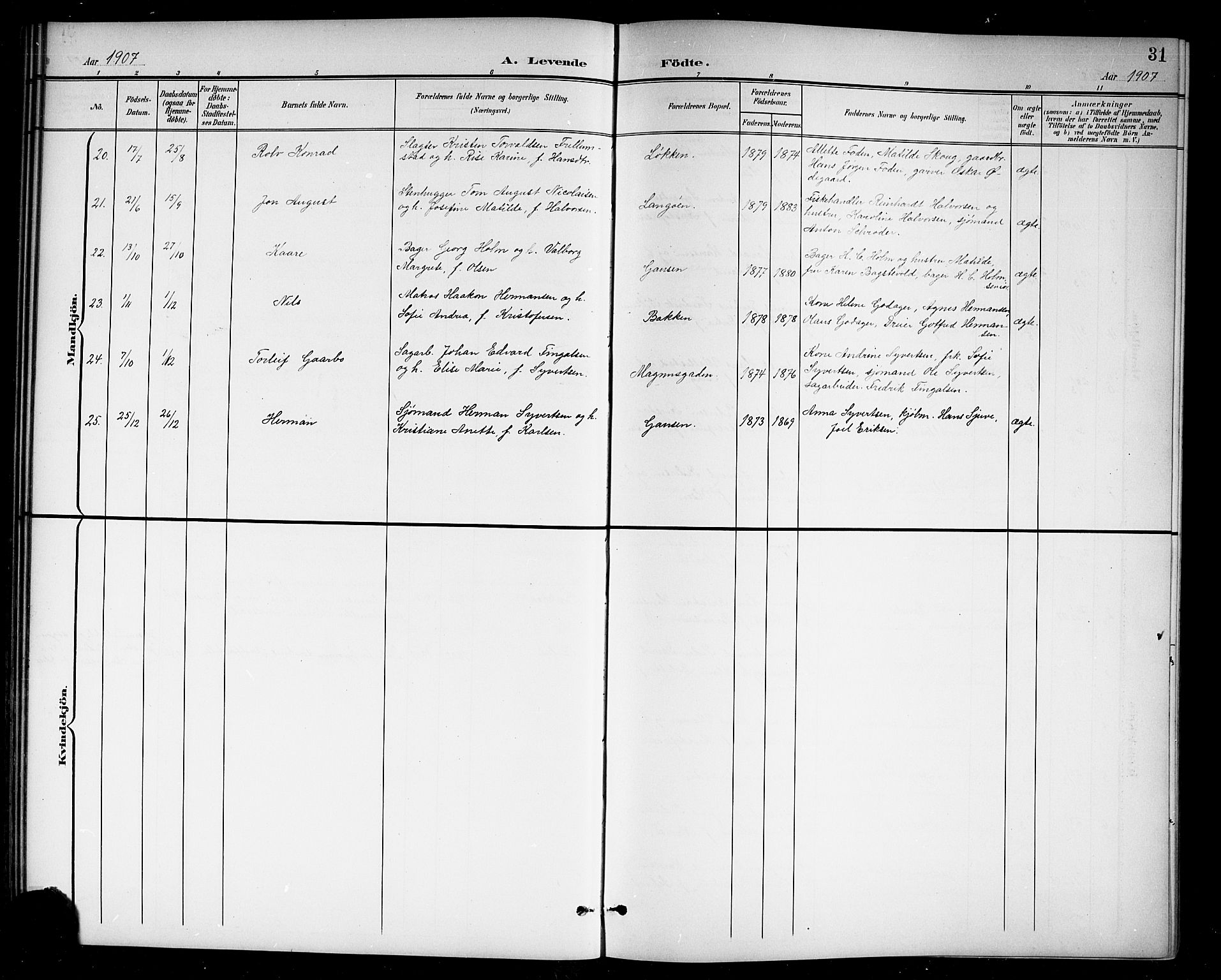 Holmestrand kirkebøker, AV/SAKO-A-346/G/Ga/L0006: Parish register (copy) no. 6, 1901-1923, p. 31