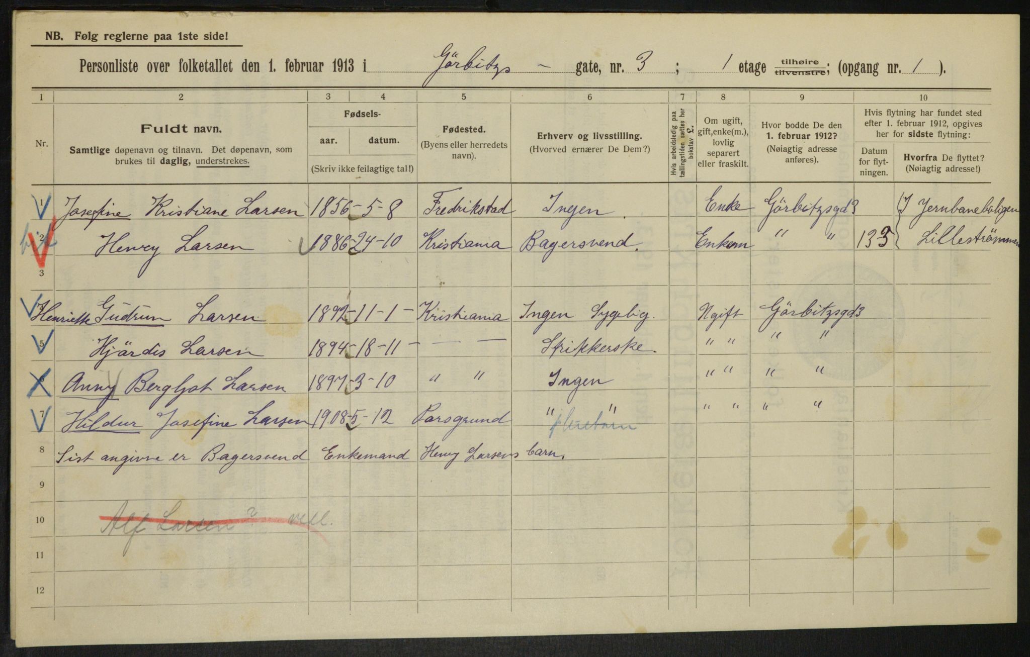 OBA, Municipal Census 1913 for Kristiania, 1913, p. 32759