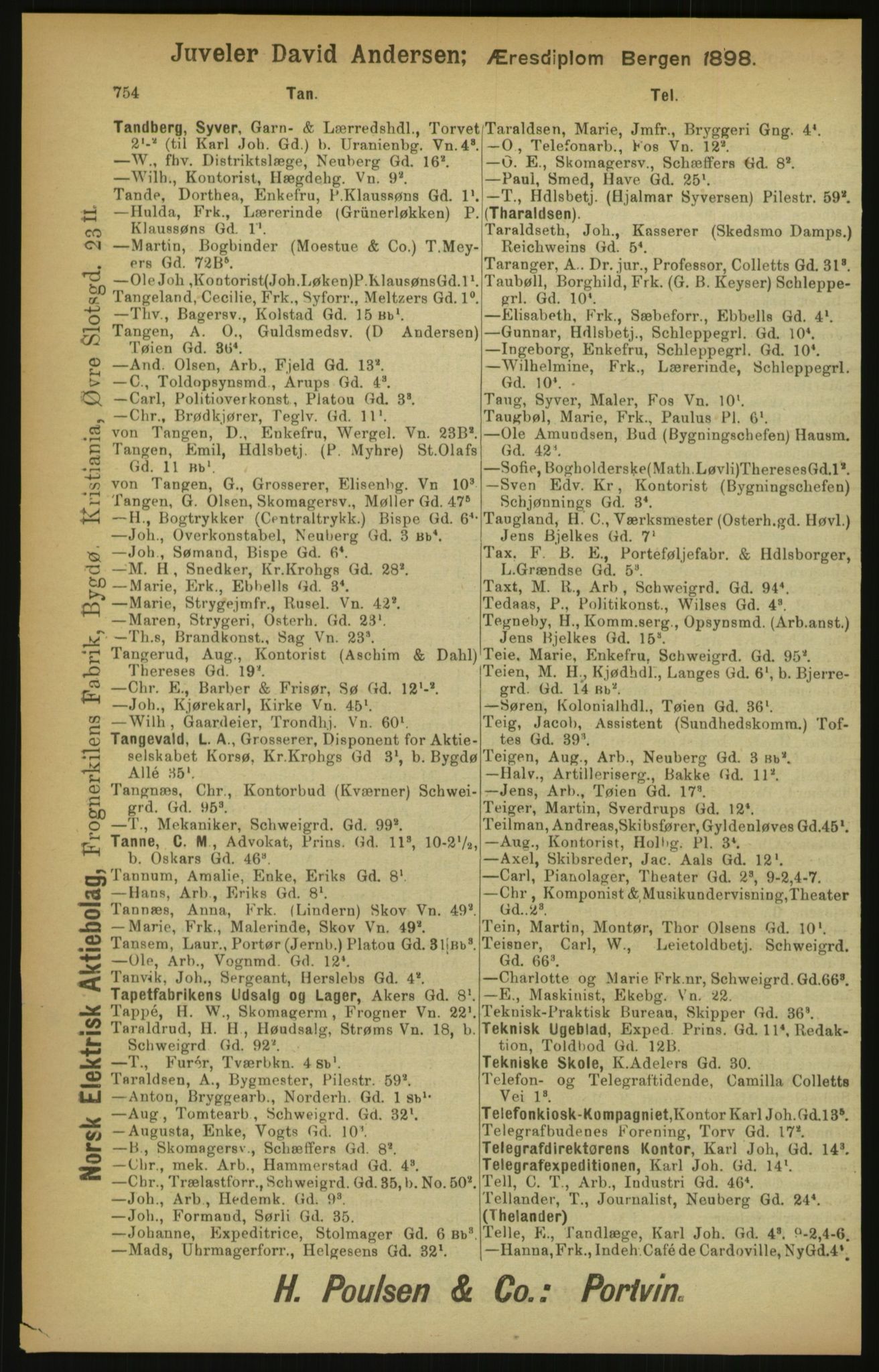 Kristiania/Oslo adressebok, PUBL/-, 1900, p. 754