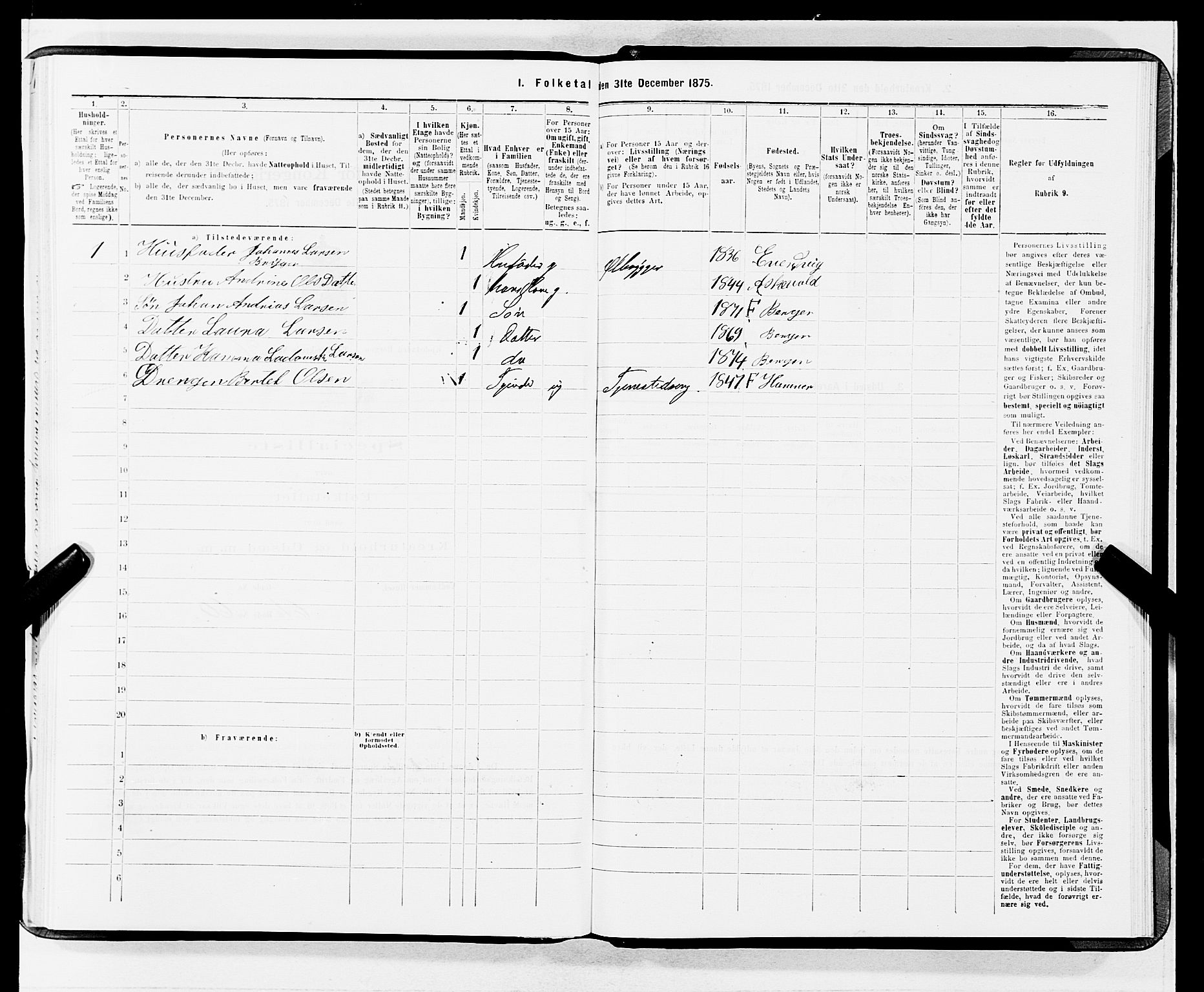 SAB, 1875 census for 1301 Bergen, 1875, p. 1297