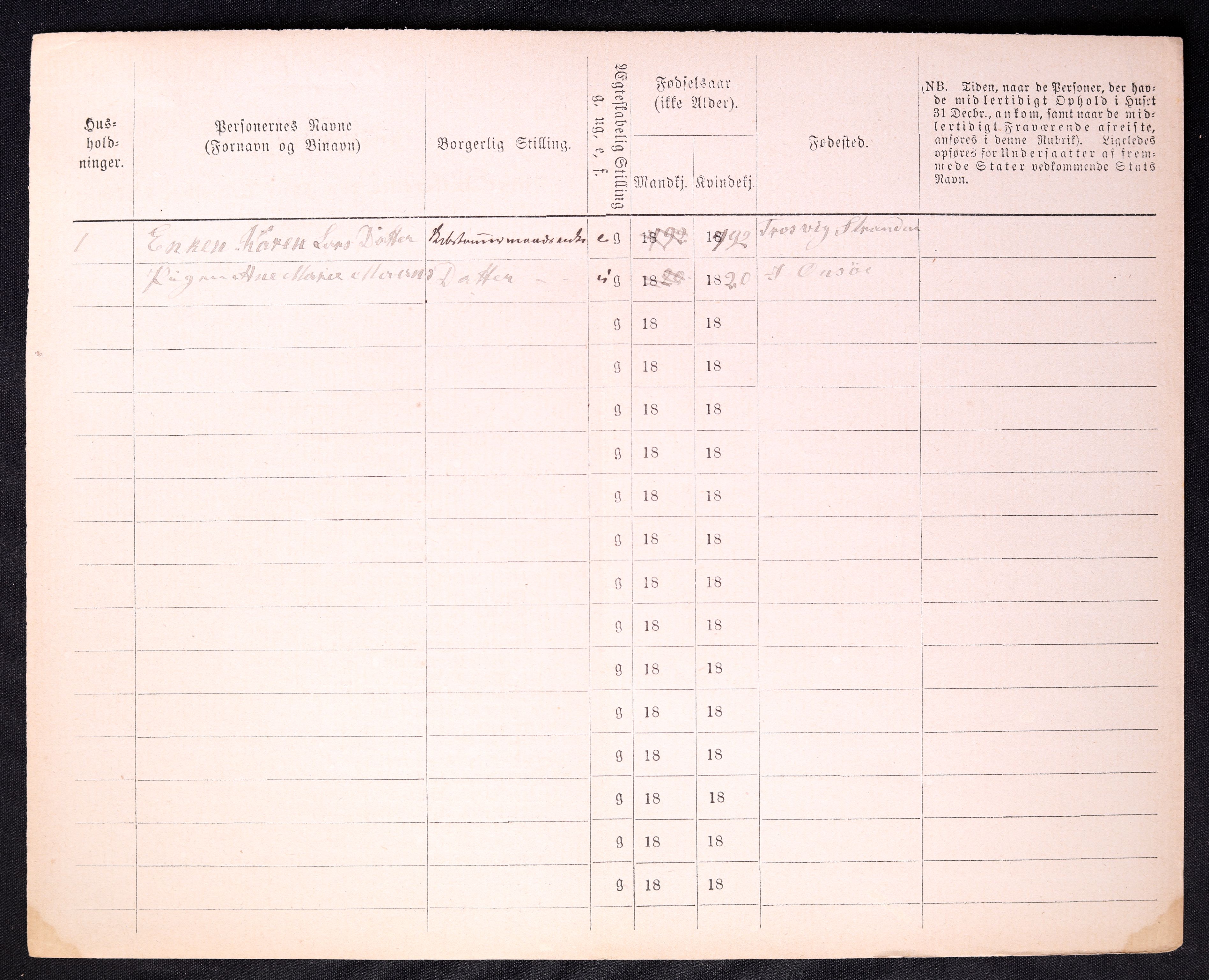 RA, 1870 census for 0103 Fredrikstad, 1870, p. 1474