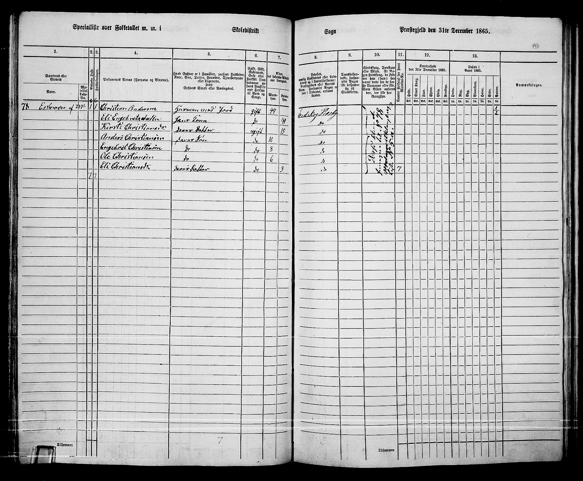 RA, 1865 census for Eidskog, 1865, p. 165