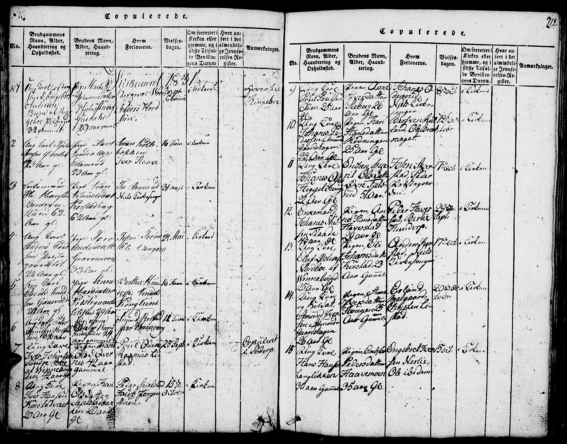 Fron prestekontor, SAH/PREST-078/H/Ha/Hab/L0001: Parish register (copy) no. 1, 1816-1843, p. 212