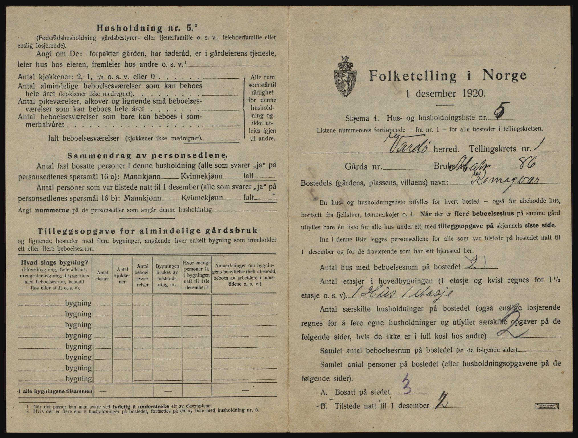 SATØ, 1920 census for Vardø rural district, 1920, p. 38