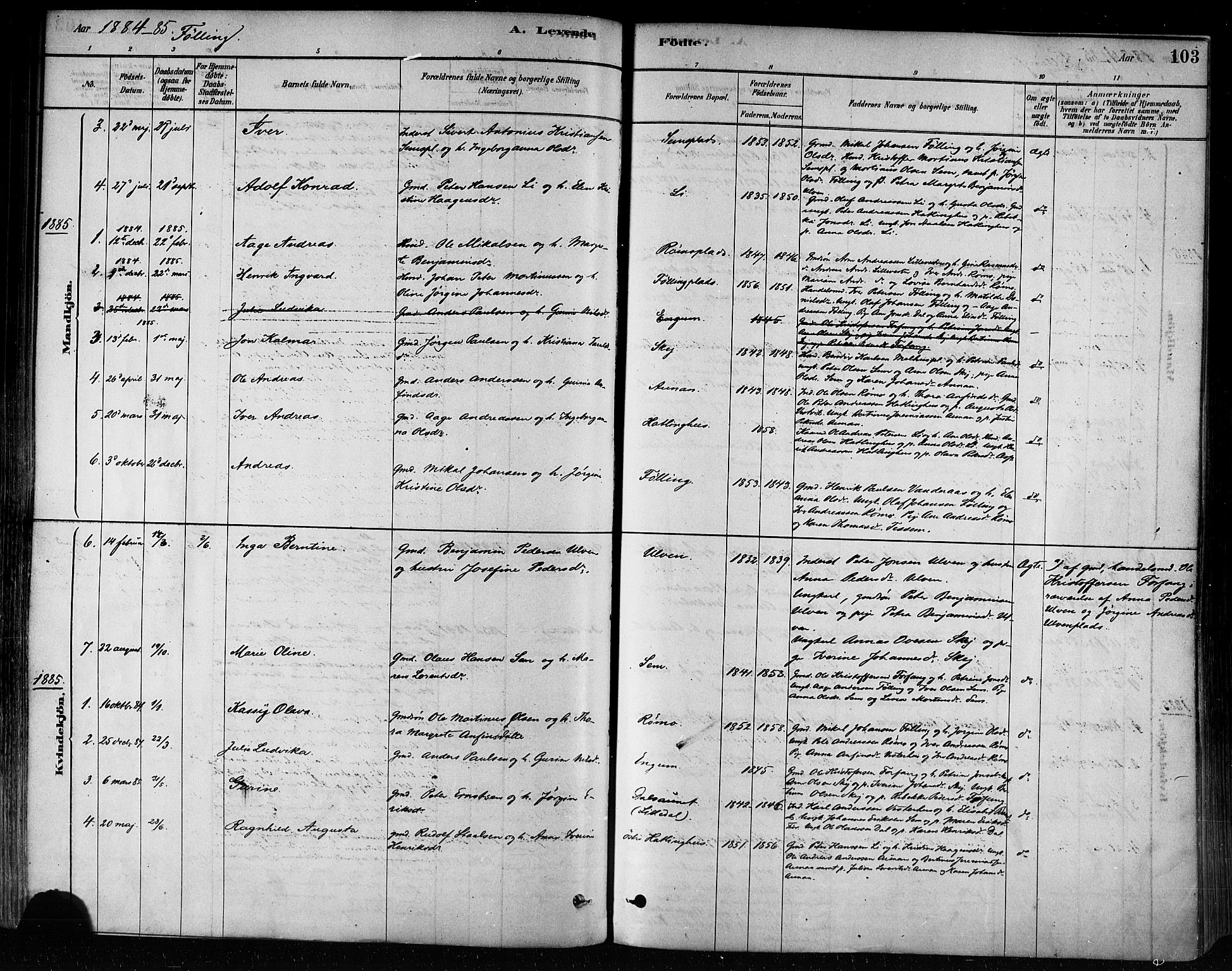 Ministerialprotokoller, klokkerbøker og fødselsregistre - Nord-Trøndelag, SAT/A-1458/746/L0449: Parish register (official) no. 746A07 /3, 1878-1899, p. 103
