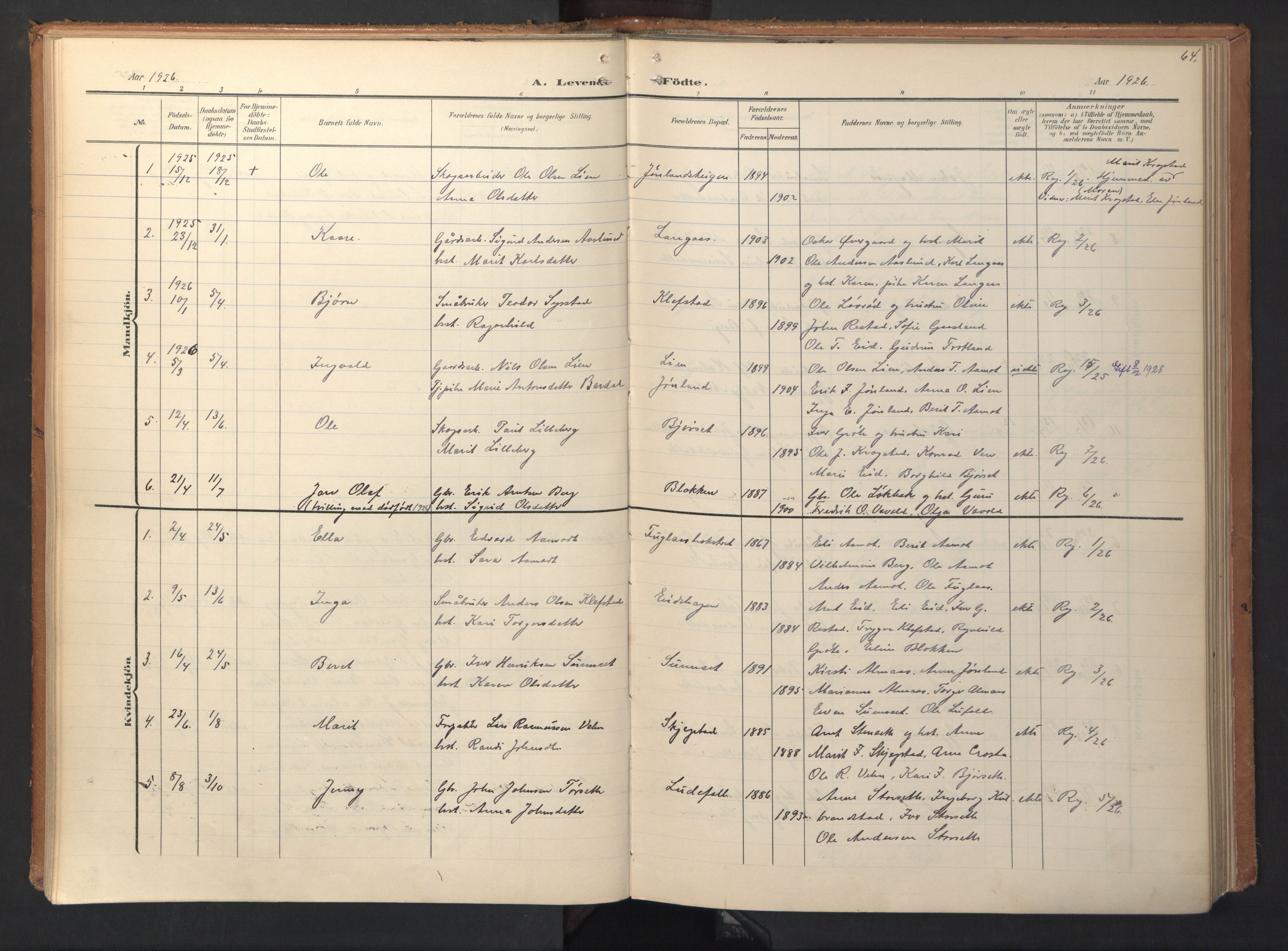 Ministerialprotokoller, klokkerbøker og fødselsregistre - Sør-Trøndelag, SAT/A-1456/694/L1128: Parish register (official) no. 694A02, 1906-1931, p. 64