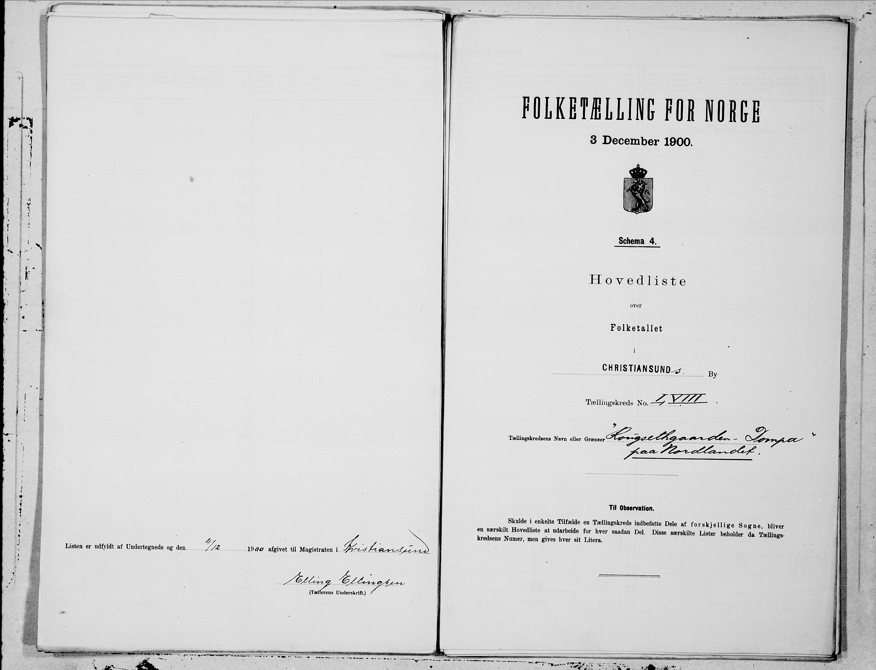 SAT, 1900 census for Kristiansund, 1900, p. 116