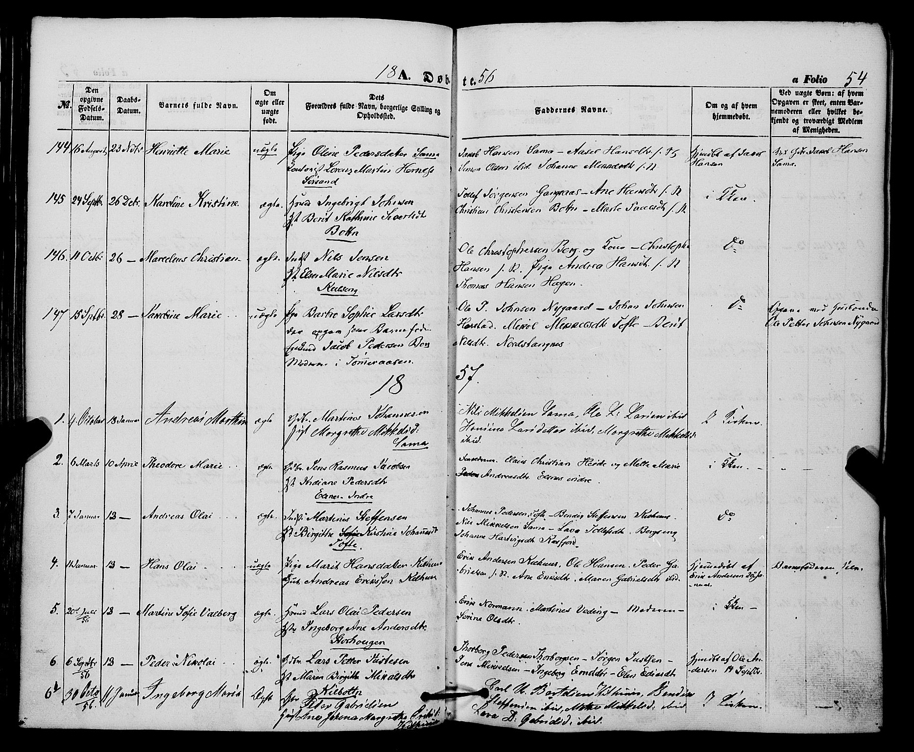 Trondenes sokneprestkontor, AV/SATØ-S-1319/H/Ha/L0011kirke: Parish register (official) no. 11, 1853-1862, p. 54