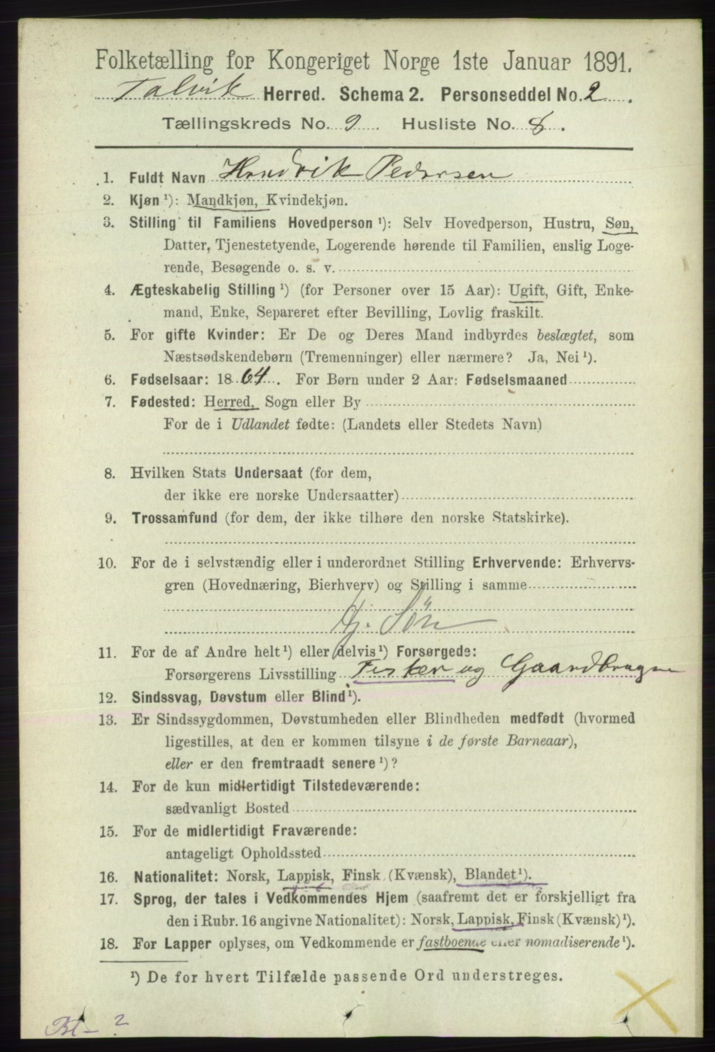 RA, 1891 census for 2013 Talvik, 1891, p. 2212
