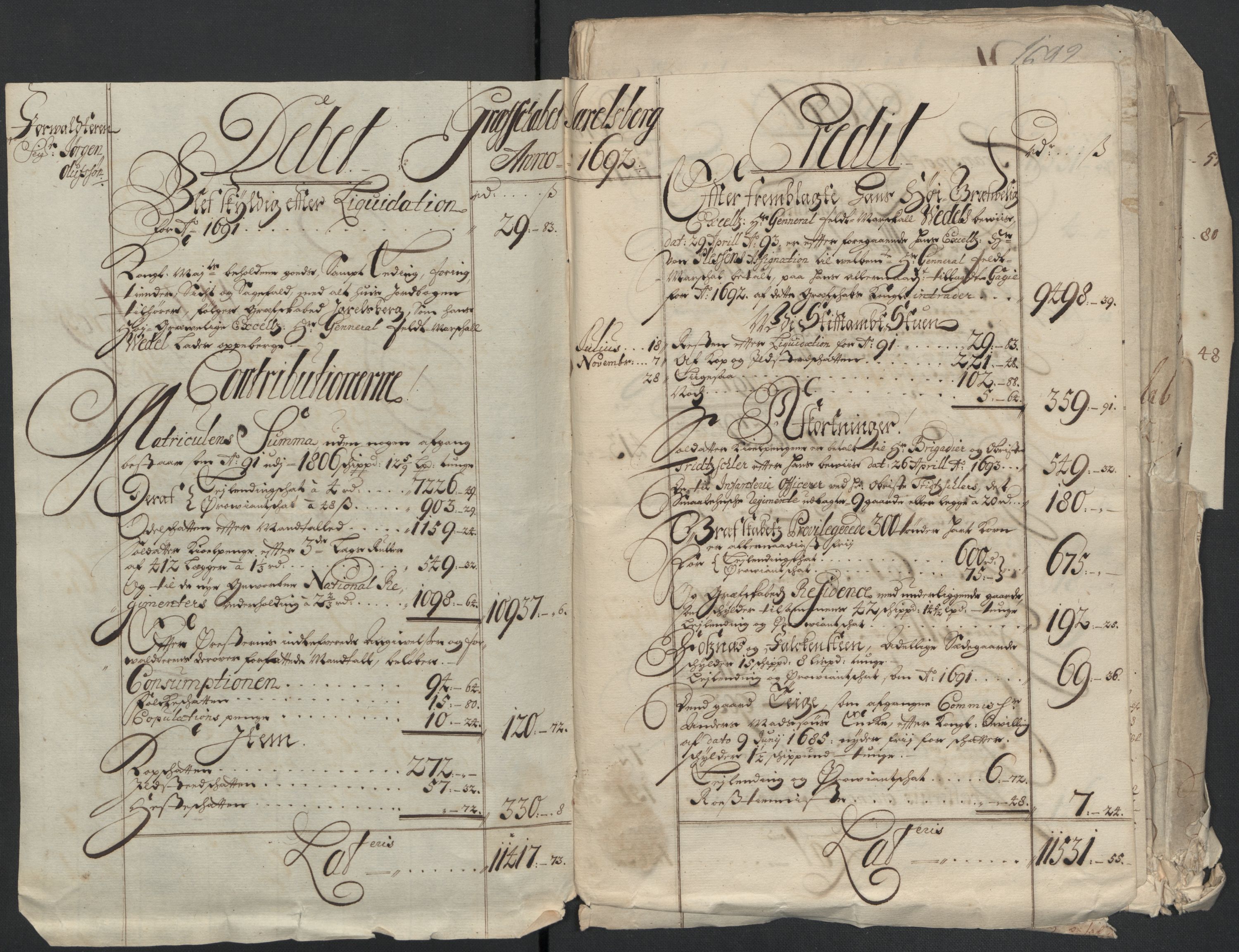 Rentekammeret inntil 1814, Reviderte regnskaper, Fogderegnskap, RA/EA-4092/R32/L1865: Fogderegnskap Jarlsberg grevskap, 1692, p. 14