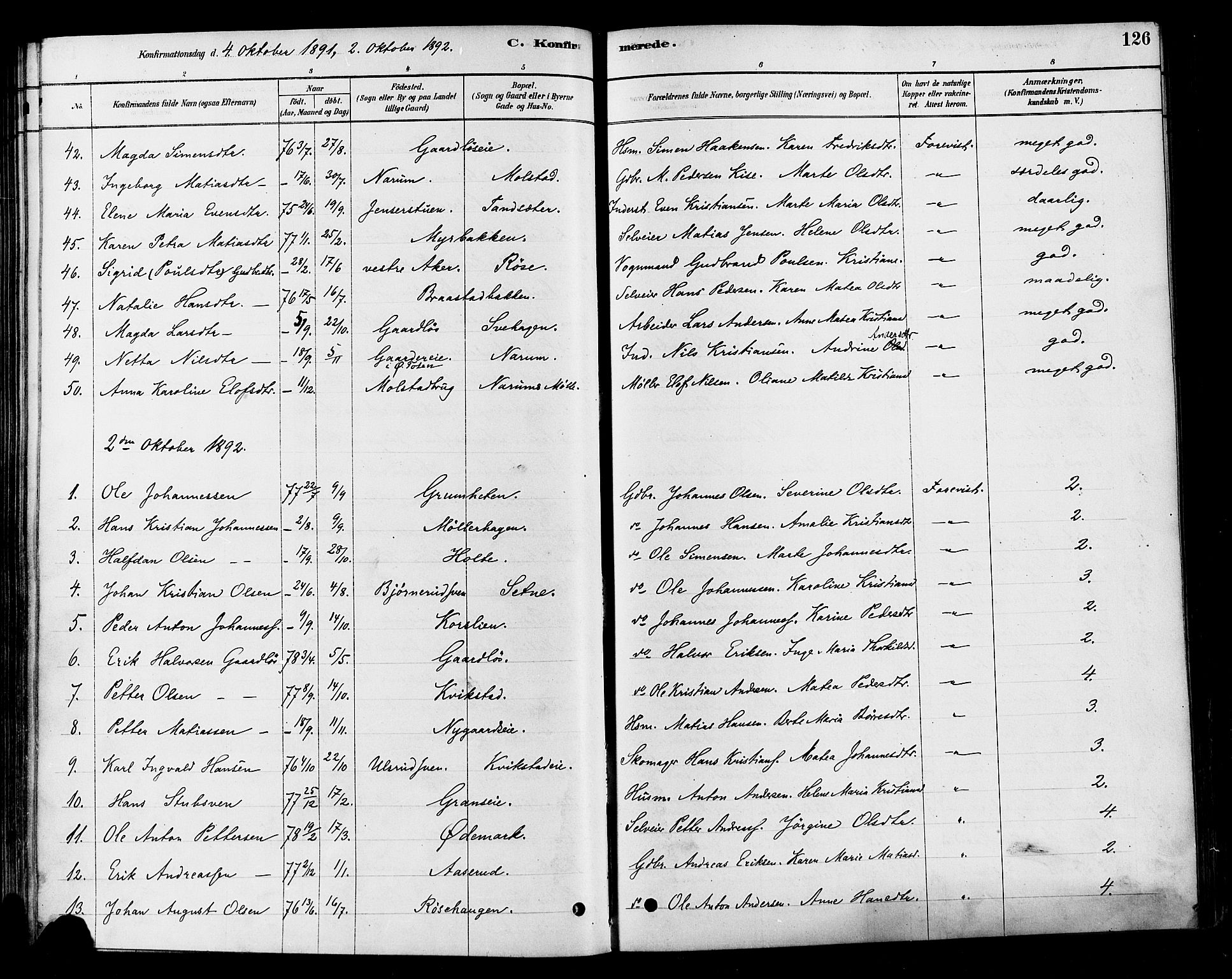 Vestre Toten prestekontor, SAH/PREST-108/H/Ha/Haa/L0010: Parish register (official) no. 10, 1878-1894, p. 126