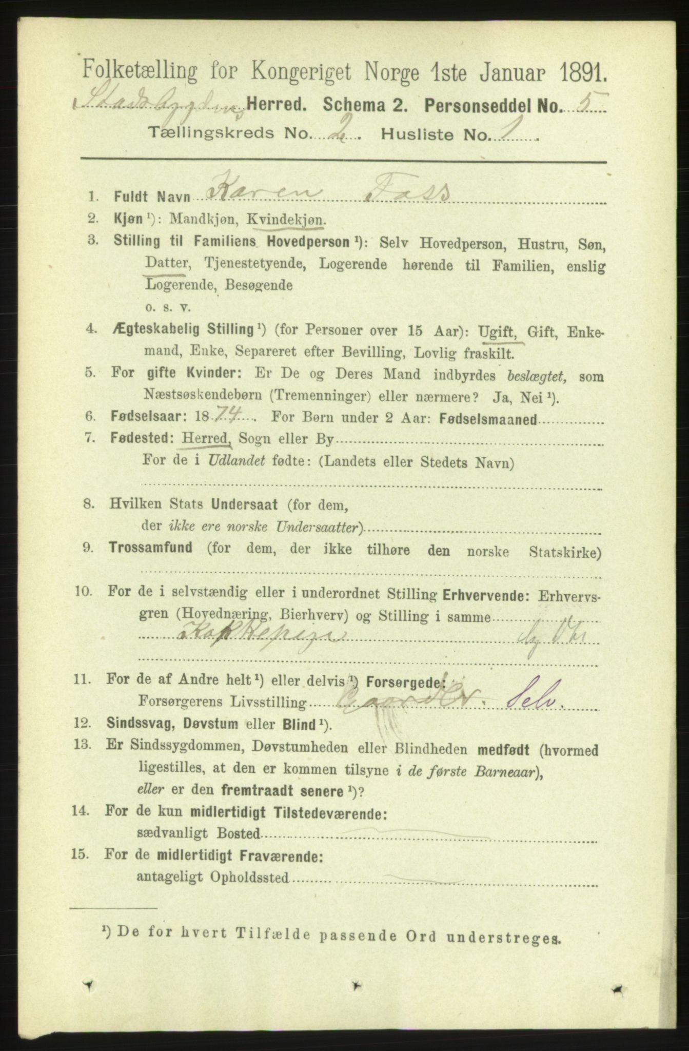 RA, 1891 census for 1625 Stadsbygd, 1891, p. 782