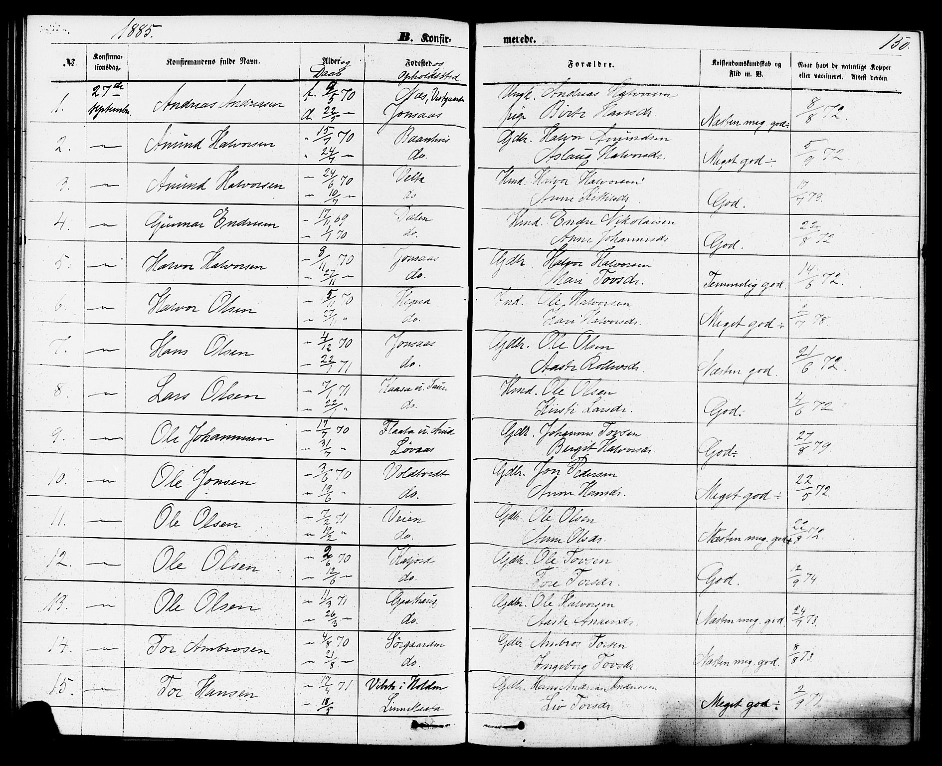 Sauherad kirkebøker, SAKO/A-298/F/Fa/L0008: Parish register (official) no. I 8, 1873-1886, p. 150