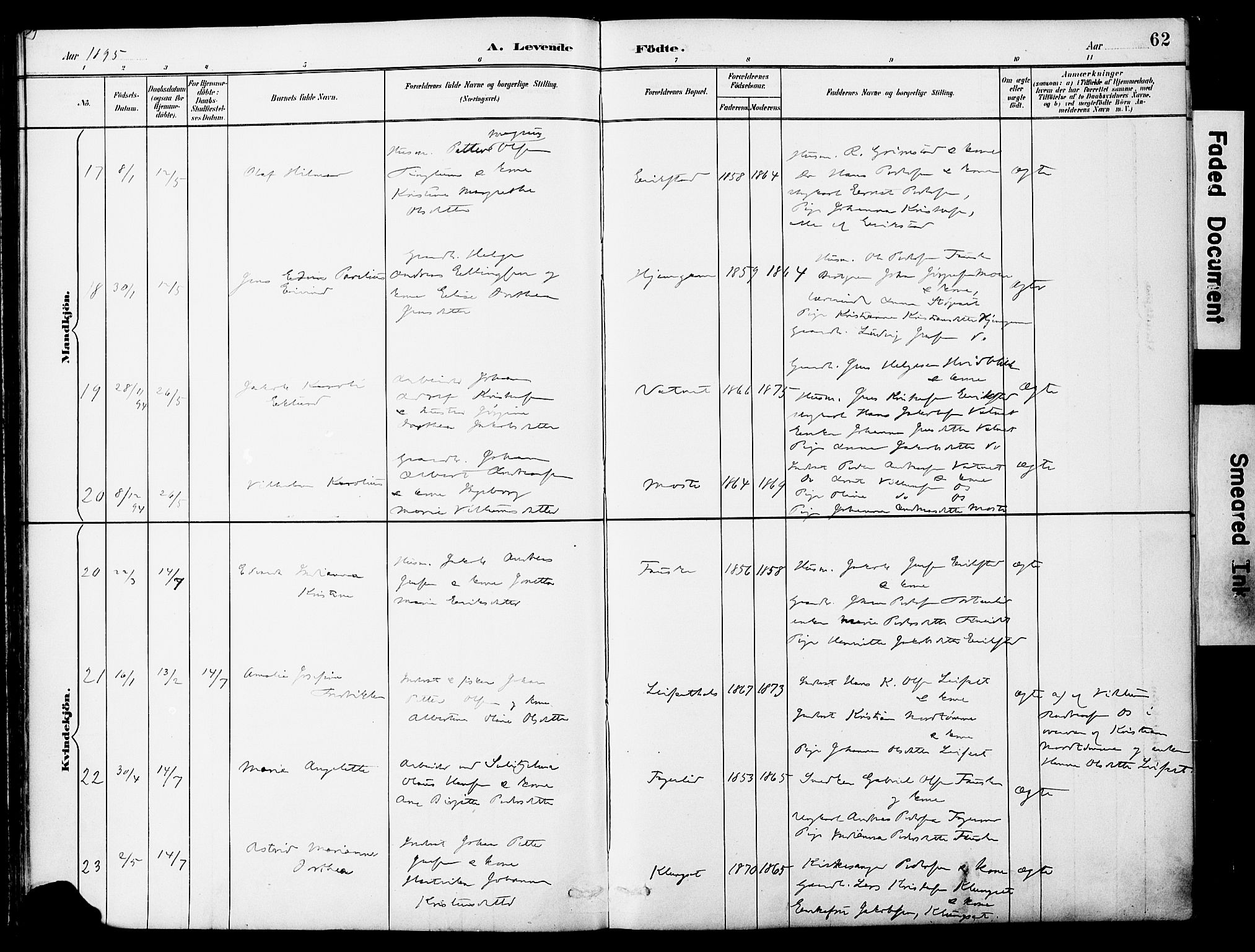 Ministerialprotokoller, klokkerbøker og fødselsregistre - Nordland, AV/SAT-A-1459/849/L0690: Parish register (official) no. 849A02, 1890-1897, p. 62