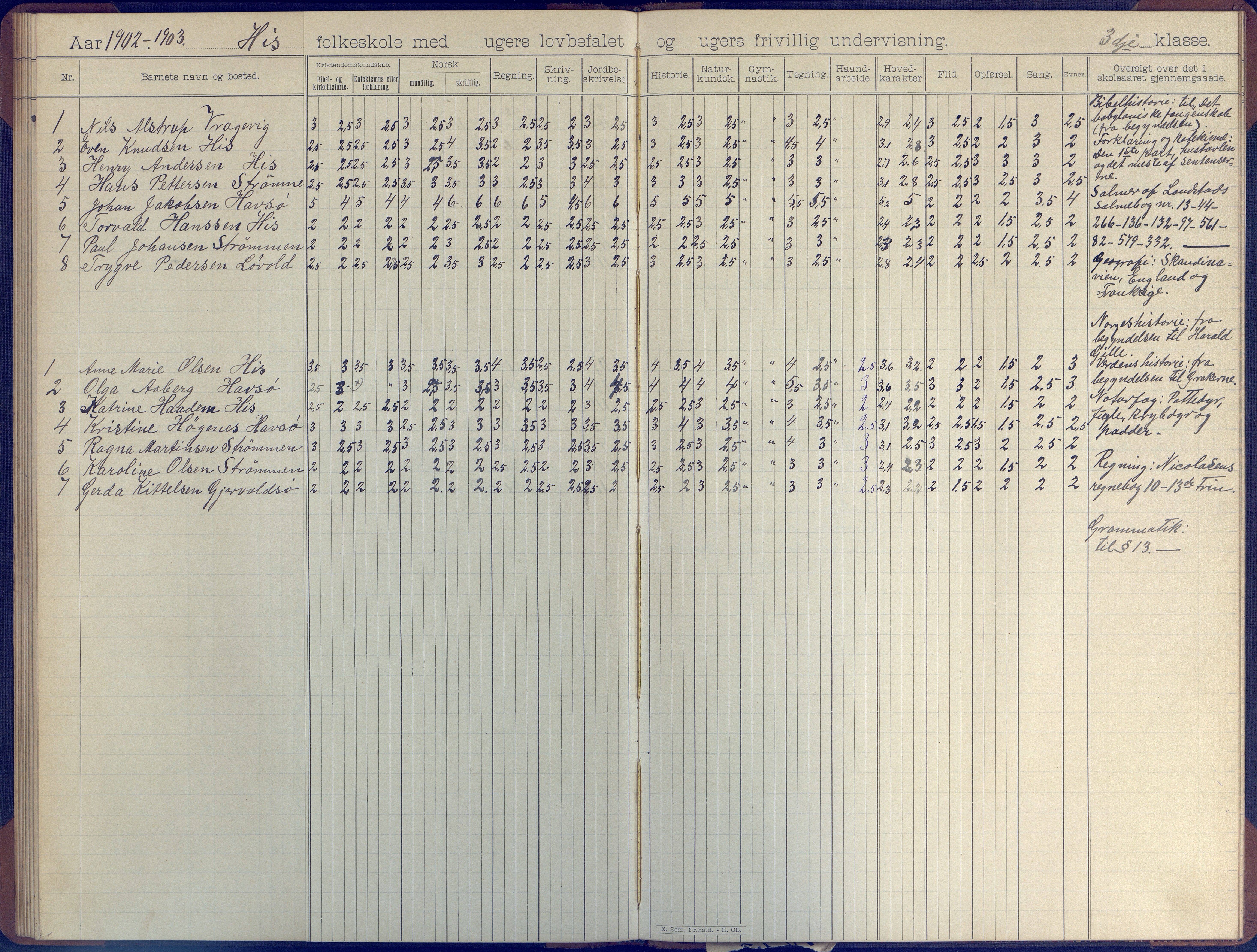 Hisøy kommune frem til 1991, AAKS/KA0922-PK/31/L0007: Skoleprotokoll, 1892-1904