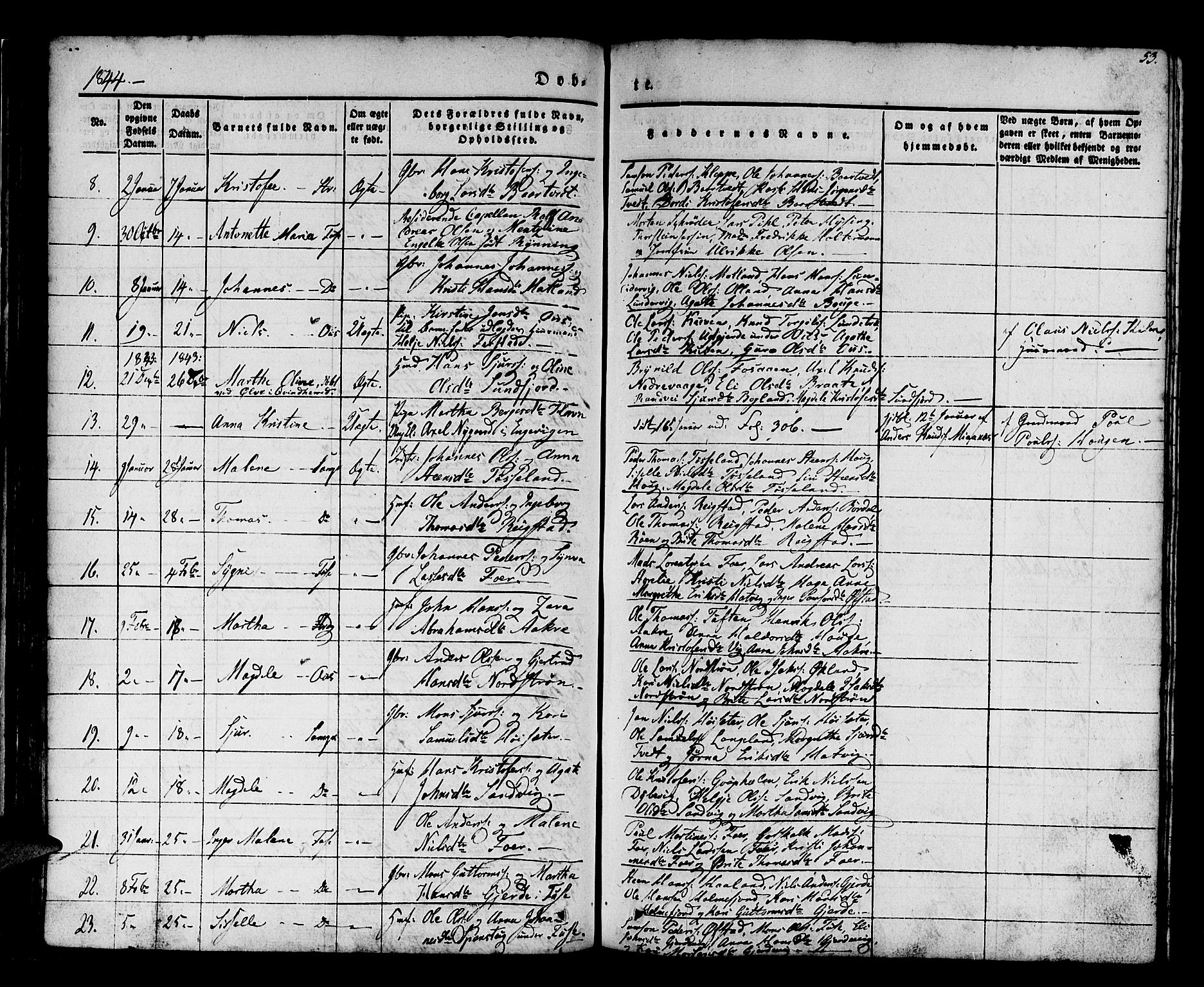 Os sokneprestembete, SAB/A-99929: Parish register (official) no. A 15, 1839-1851, p. 53