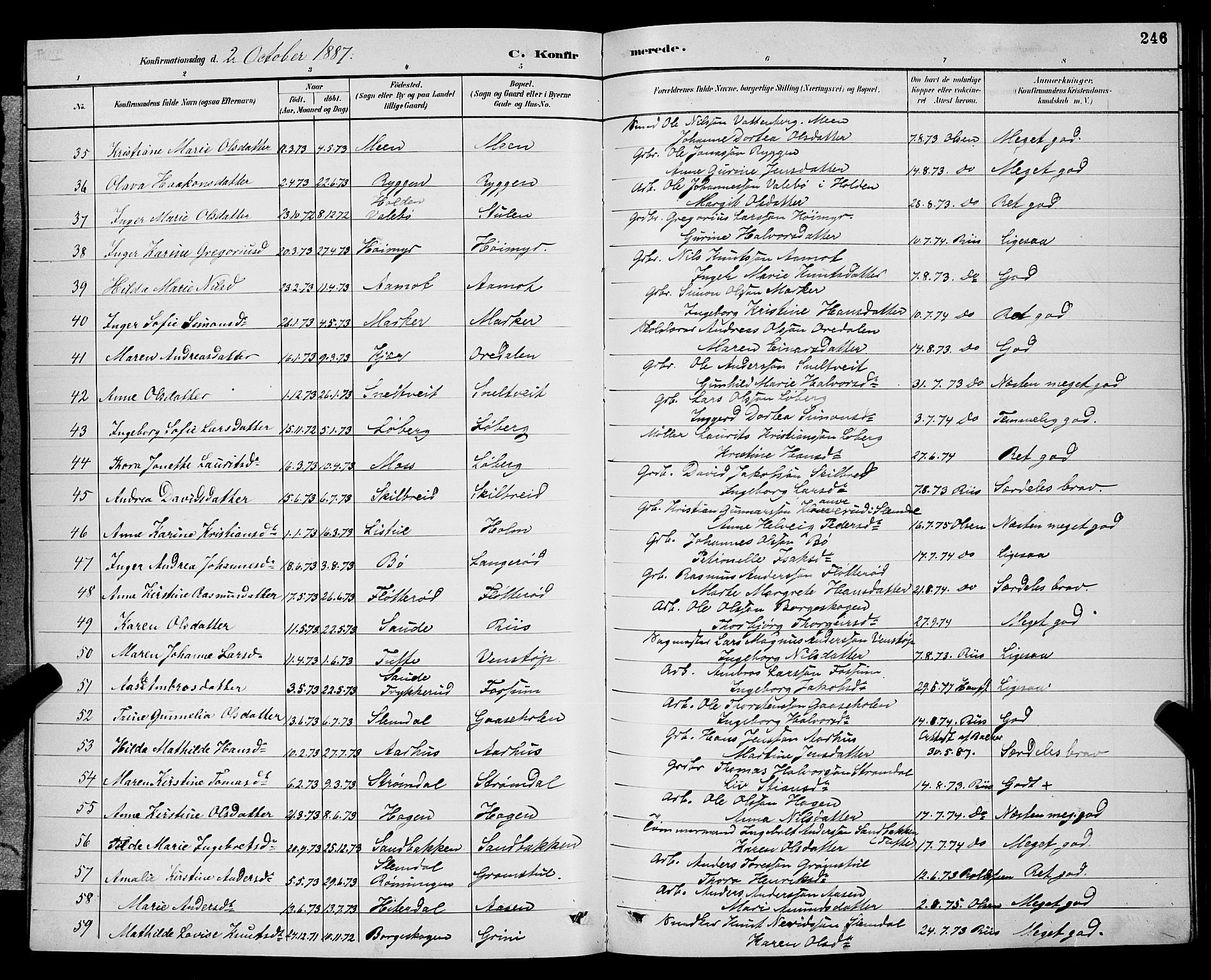 Gjerpen kirkebøker, AV/SAKO-A-265/G/Ga/L0002: Parish register (copy) no. I 2, 1883-1900, p. 246