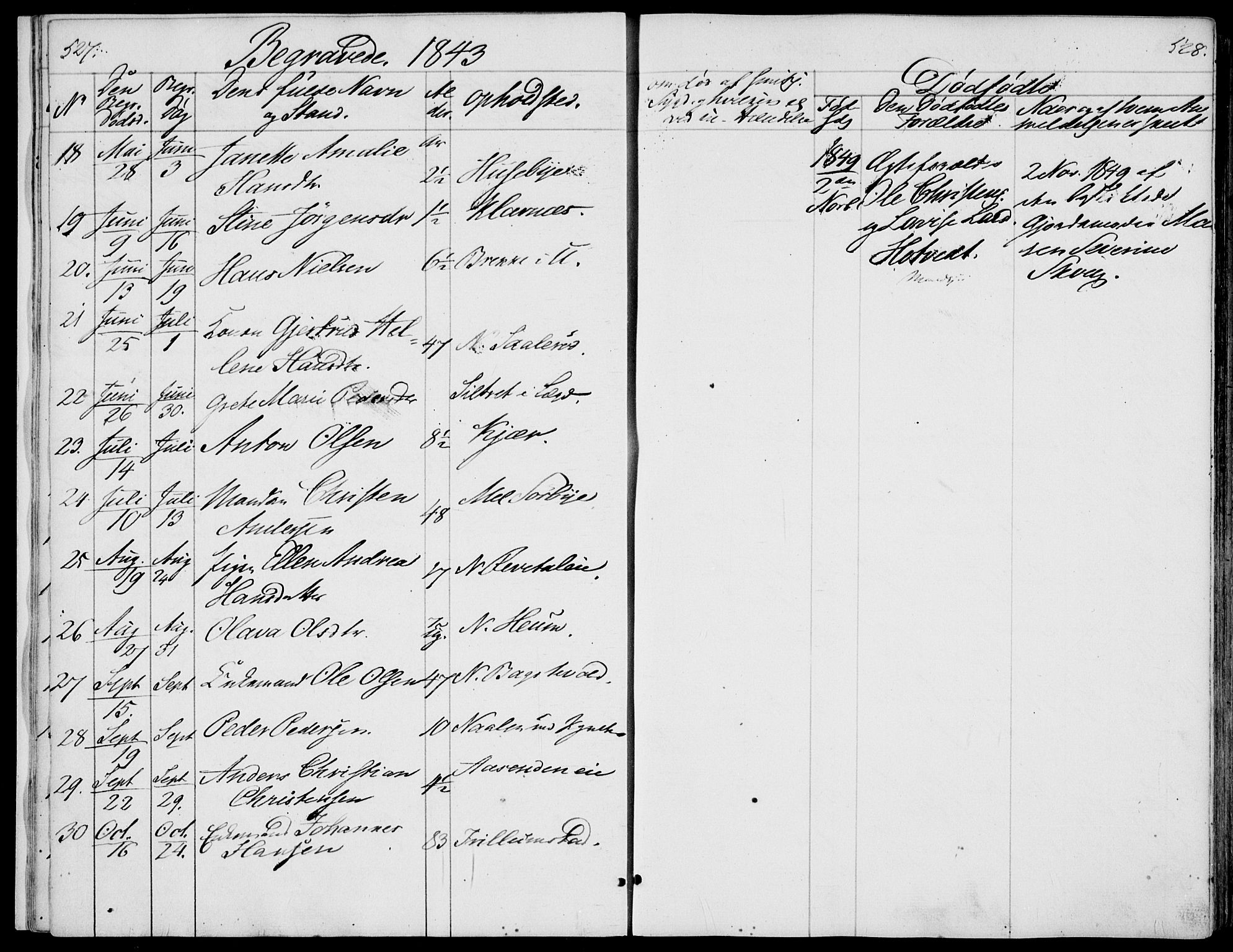 Våle kirkebøker, AV/SAKO-A-334/F/Fa/L0009b: Parish register (official) no. I 9B, 1841-1860, p. 527-528