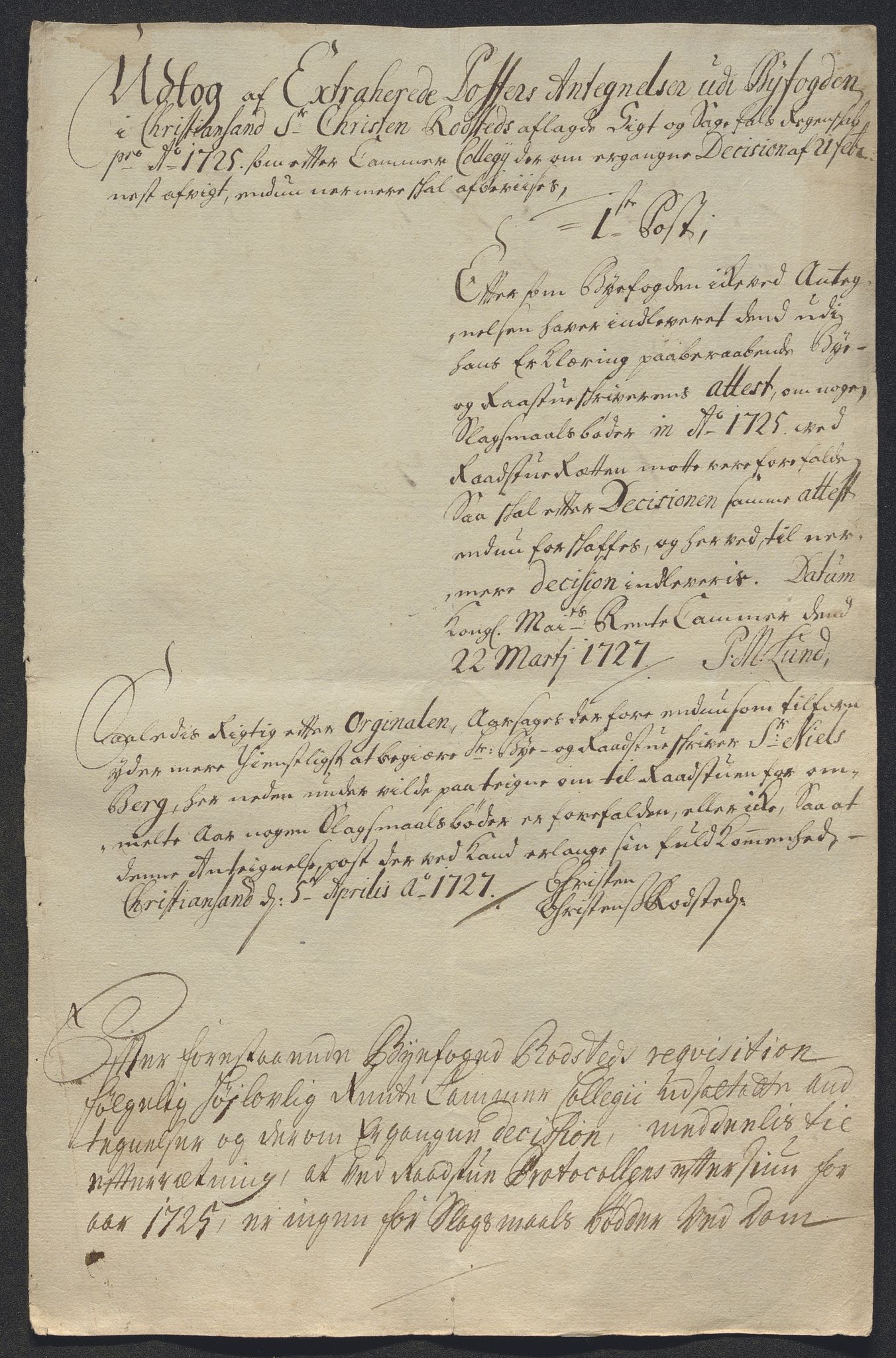 Rentekammeret inntil 1814, Reviderte regnskaper, Byregnskaper, AV/RA-EA-4066/R/Rm/L0286: [M19] Sikt og sakefall, 1719-1727, p. 506