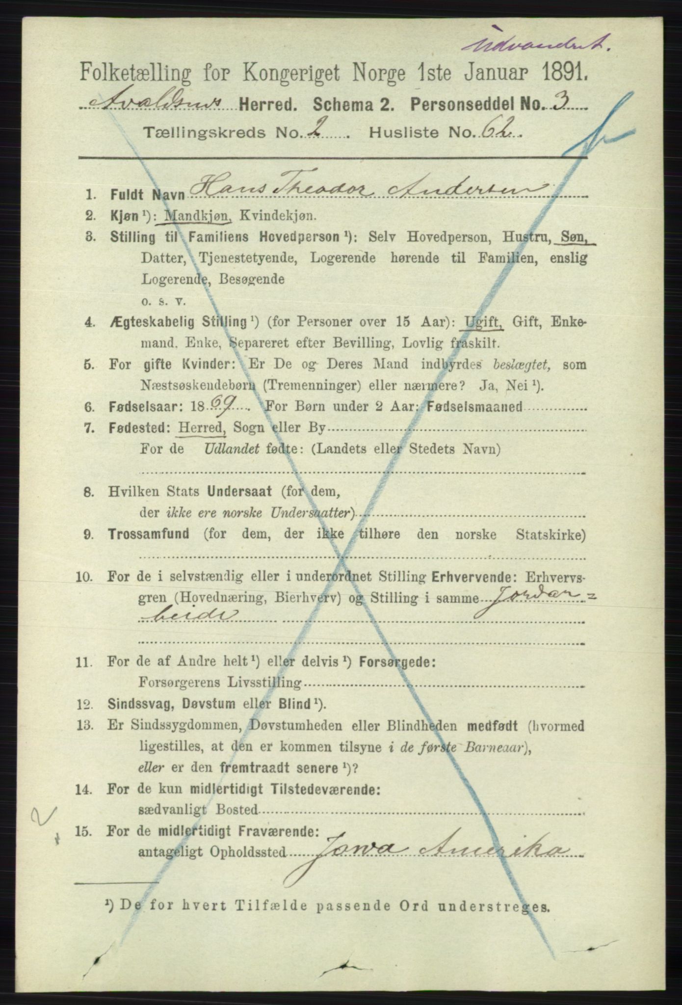 RA, 1891 census for 1147 Avaldsnes, 1891, p. 2320