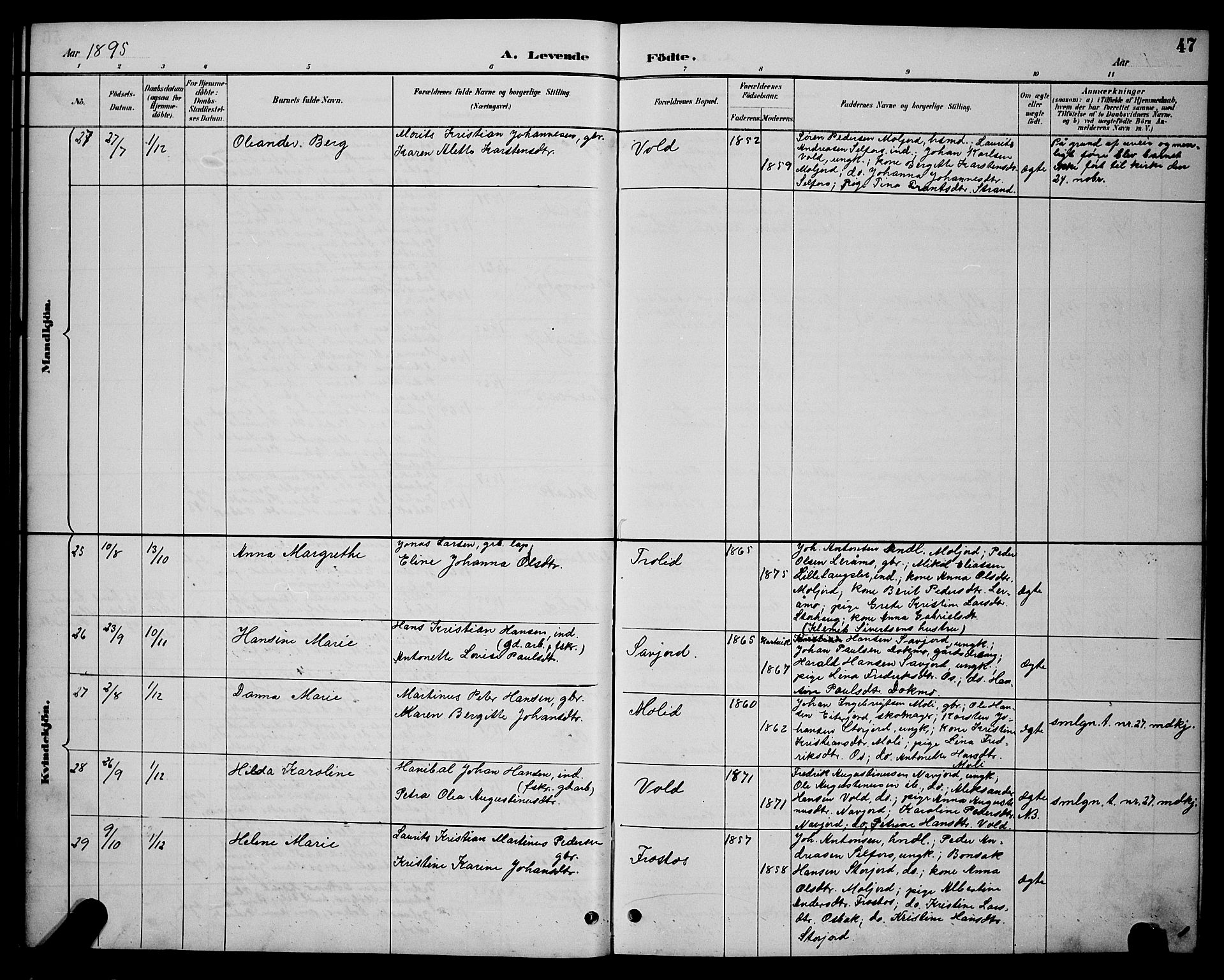 Ministerialprotokoller, klokkerbøker og fødselsregistre - Nordland, AV/SAT-A-1459/846/L0654: Parish register (copy) no. 846C04, 1887-1901, p. 47