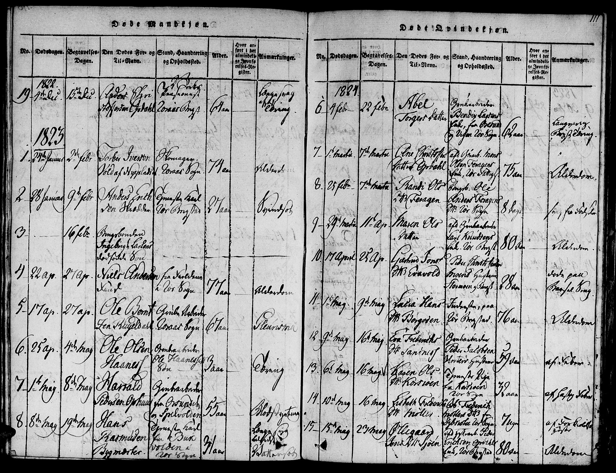 Ministerialprotokoller, klokkerbøker og fødselsregistre - Sør-Trøndelag, SAT/A-1456/681/L0929: Parish register (official) no. 681A07, 1817-1828, p. 111