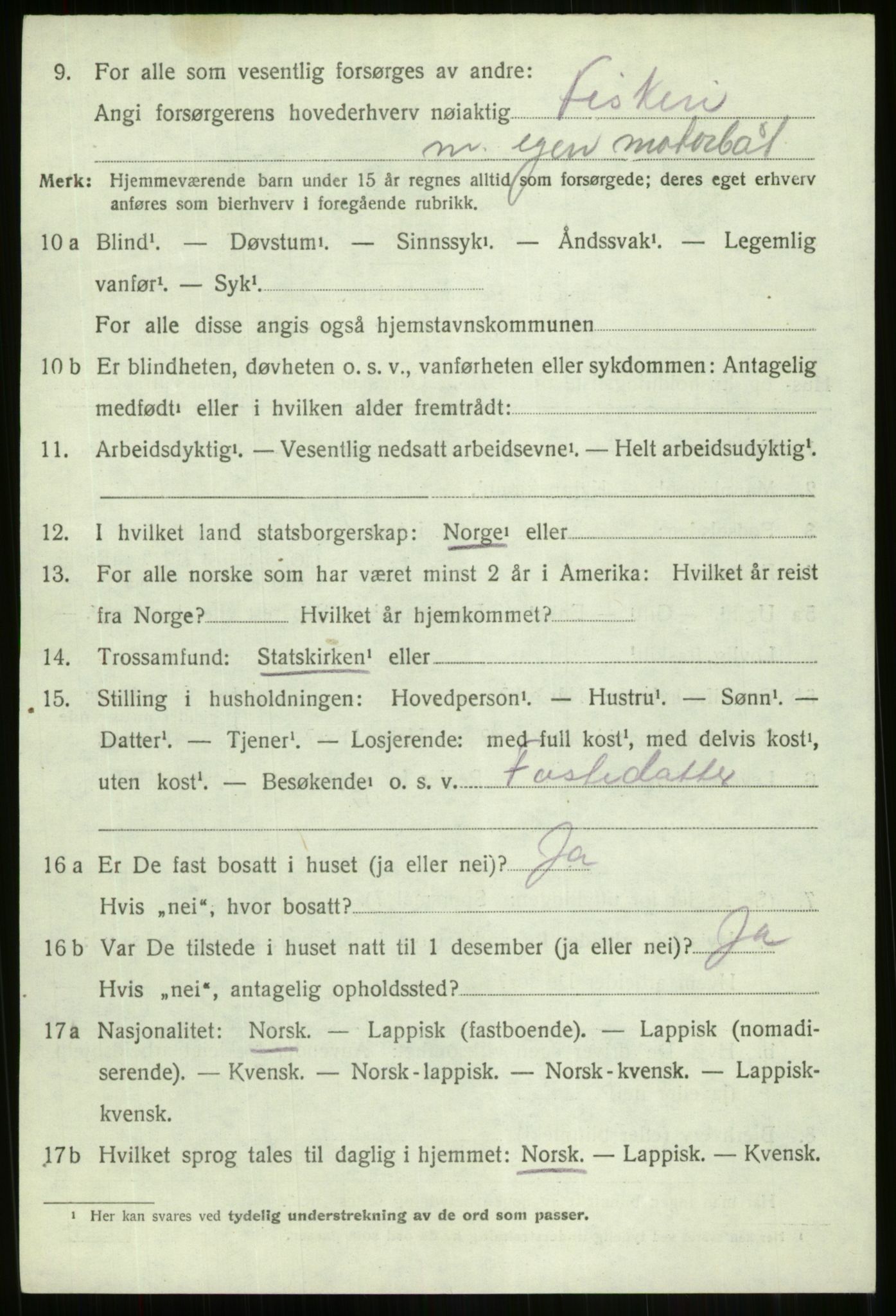 SATØ, 1920 census for Dyrøy, 1920, p. 2320