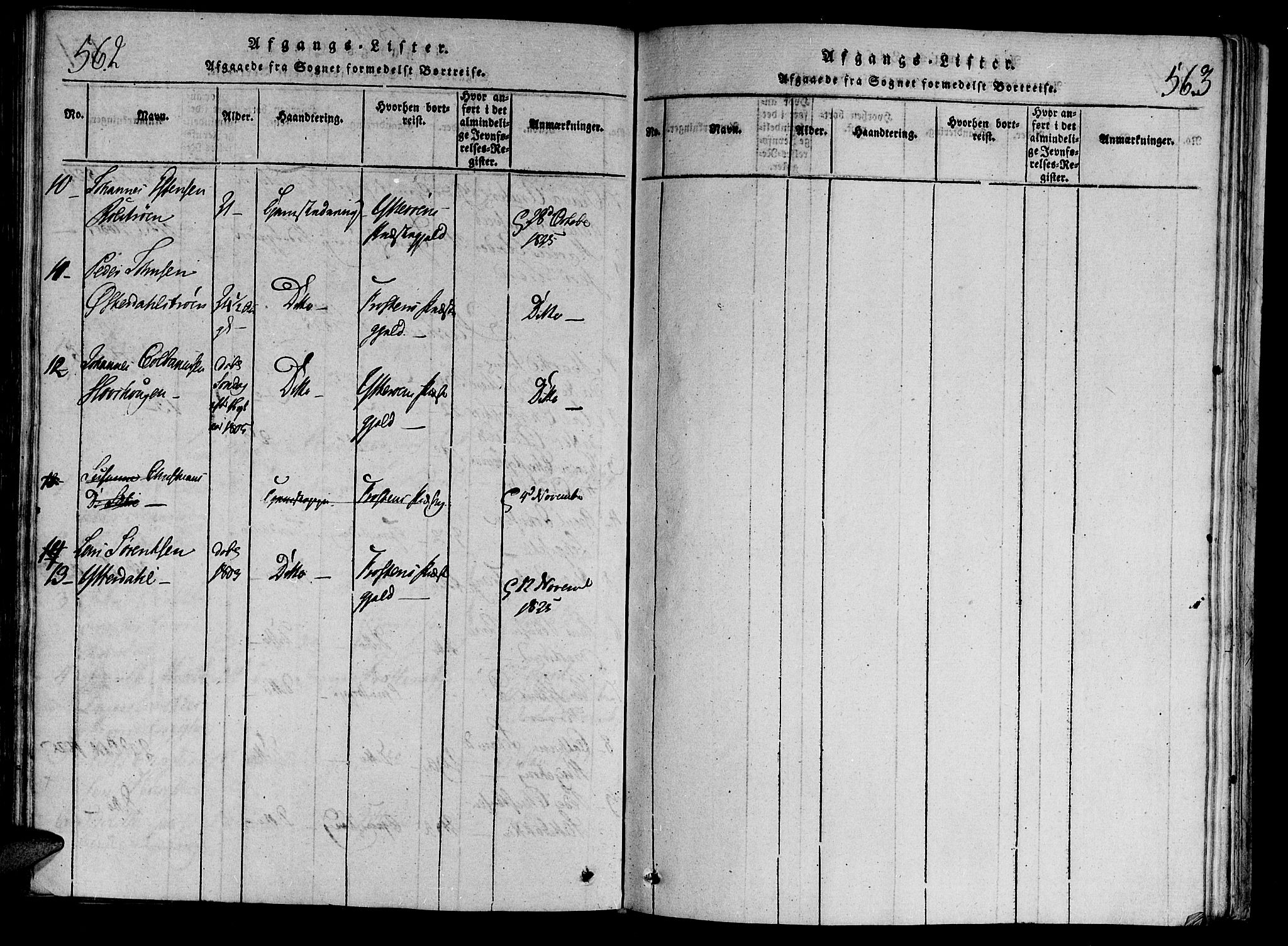 Ministerialprotokoller, klokkerbøker og fødselsregistre - Nord-Trøndelag, SAT/A-1458/701/L0005: Parish register (official) no. 701A05 /1, 1816-1825, p. 562-563