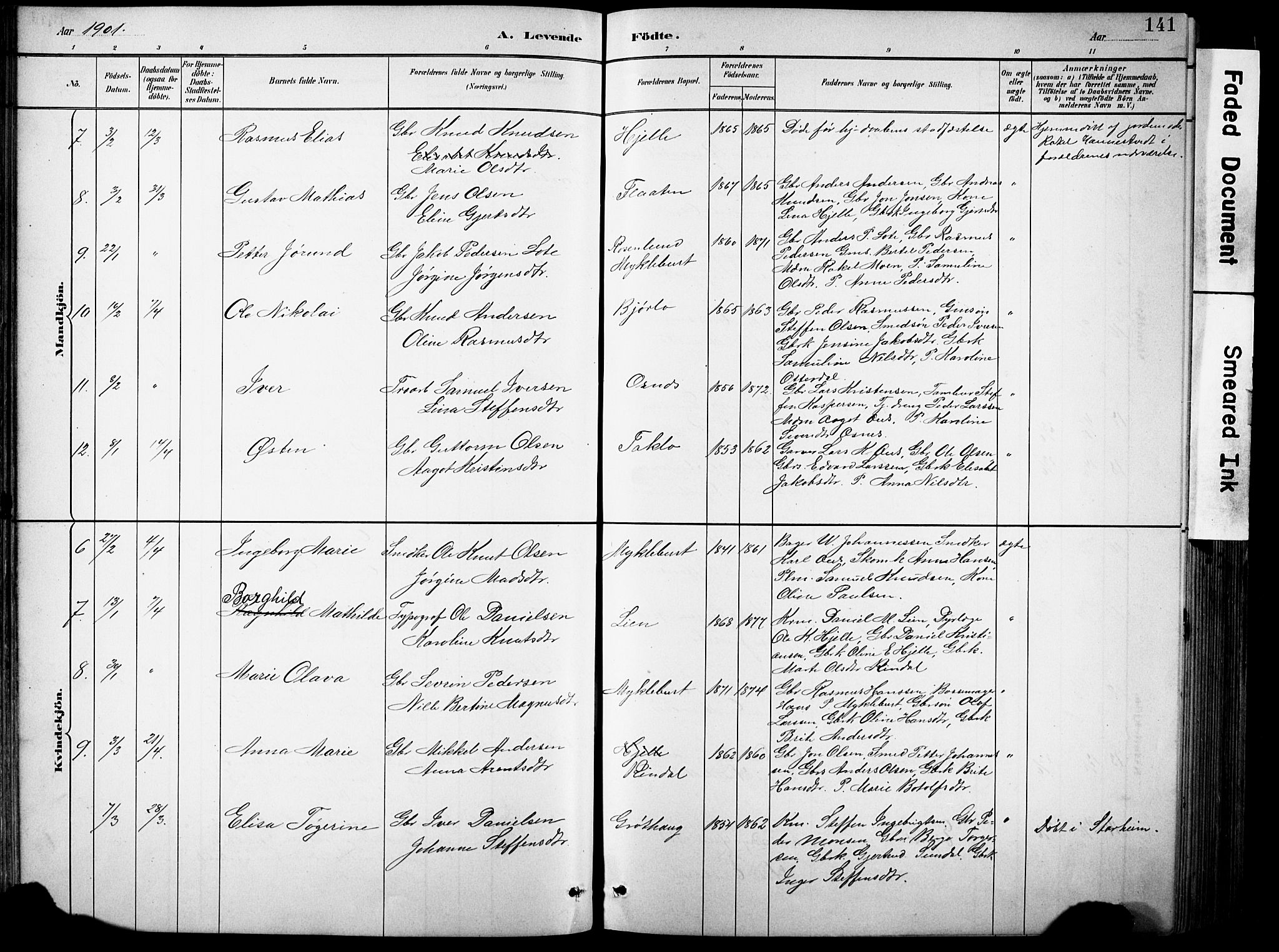 Eid sokneprestembete, AV/SAB-A-82301/H/Hab/Habb/L0002: Parish register (copy) no. B 2, 1882-1907, p. 141