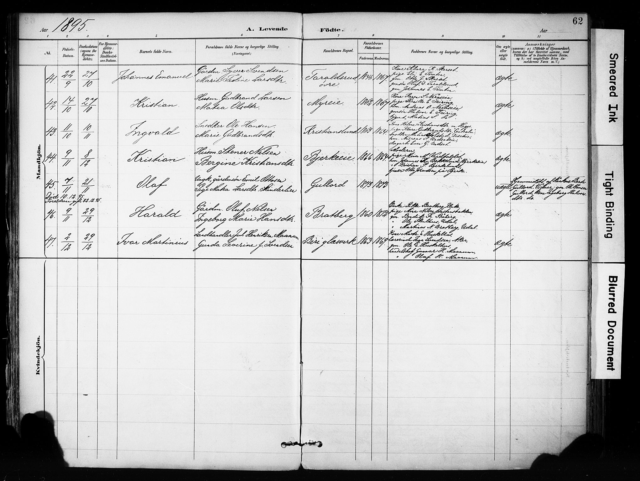 Biri prestekontor, AV/SAH-PREST-096/H/Ha/Haa/L0009: Parish register (official) no. 9, 1887-1900, p. 62