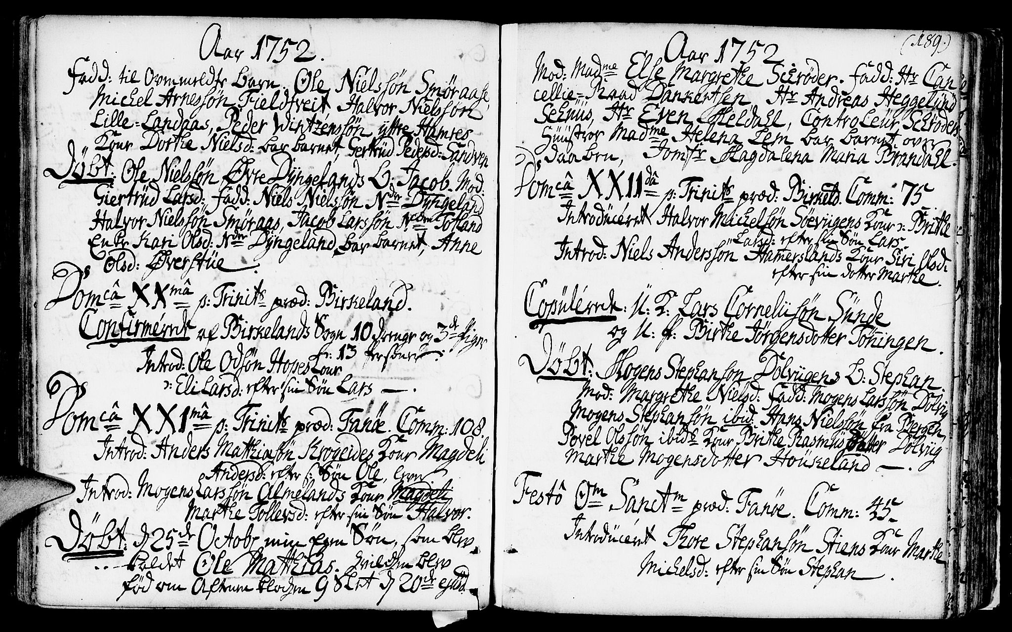 Fana Sokneprestembete, AV/SAB-A-75101/H/Haa/Haaa/L0003: Parish register (official) no. A 3, 1736-1757, p. 189