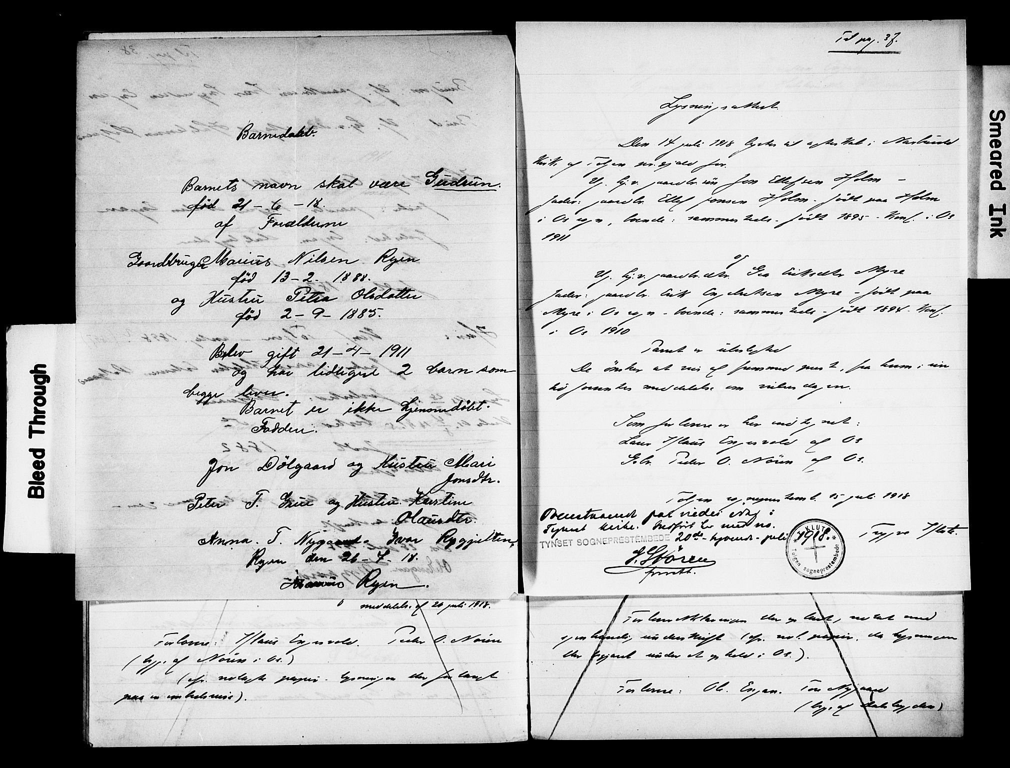 Tolga prestekontor, AV/SAH-PREST-062/N/L0004: Banns register no. 31, 1916-1920, p. 37-38