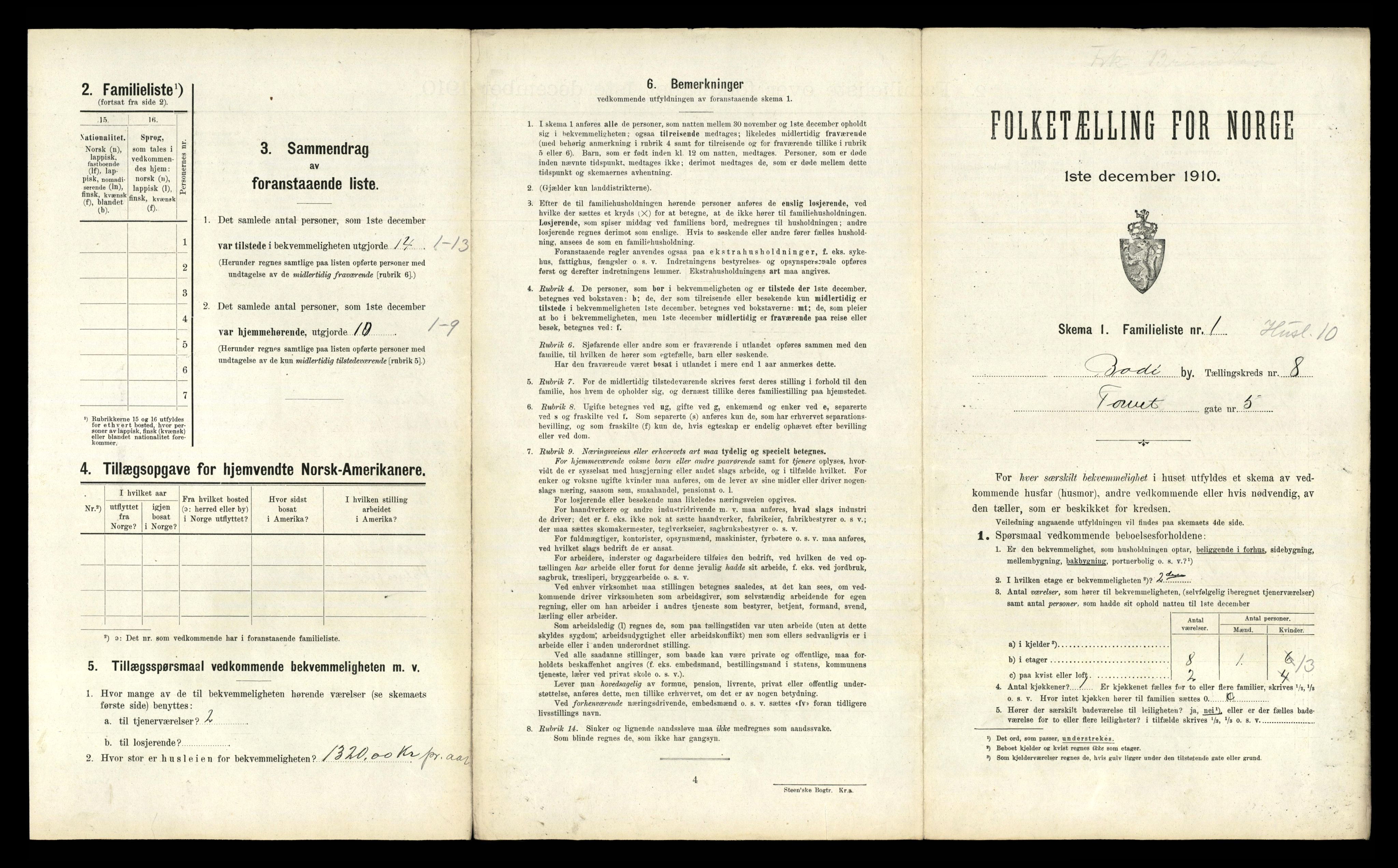 RA, 1910 census for Bodø, 1910, p. 2195