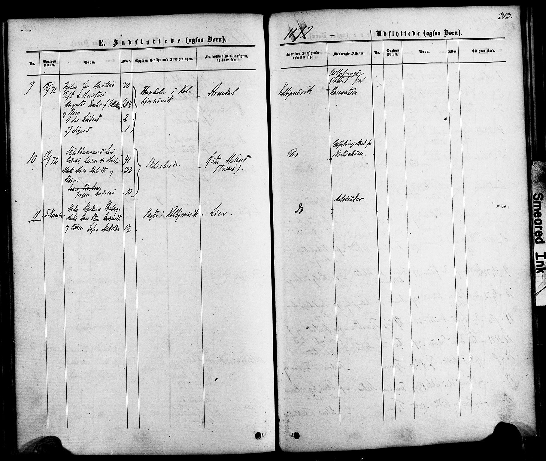 Hisøy sokneprestkontor, SAK/1111-0020/F/Fa/L0002: Parish register (official) no. A 2, 1872-1880, p. 303