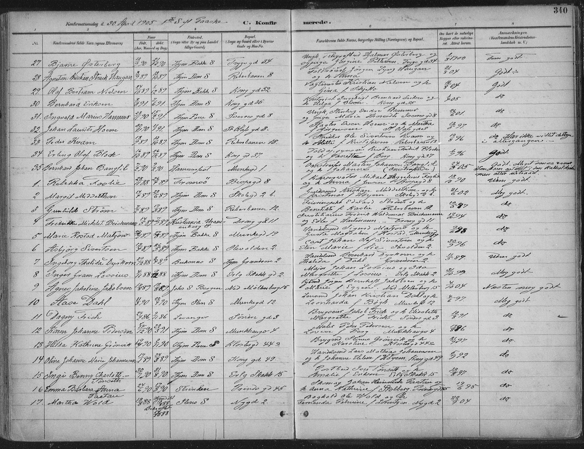 Ministerialprotokoller, klokkerbøker og fødselsregistre - Sør-Trøndelag, SAT/A-1456/601/L0062: Parish register (official) no. 601A30, 1891-1911, p. 340