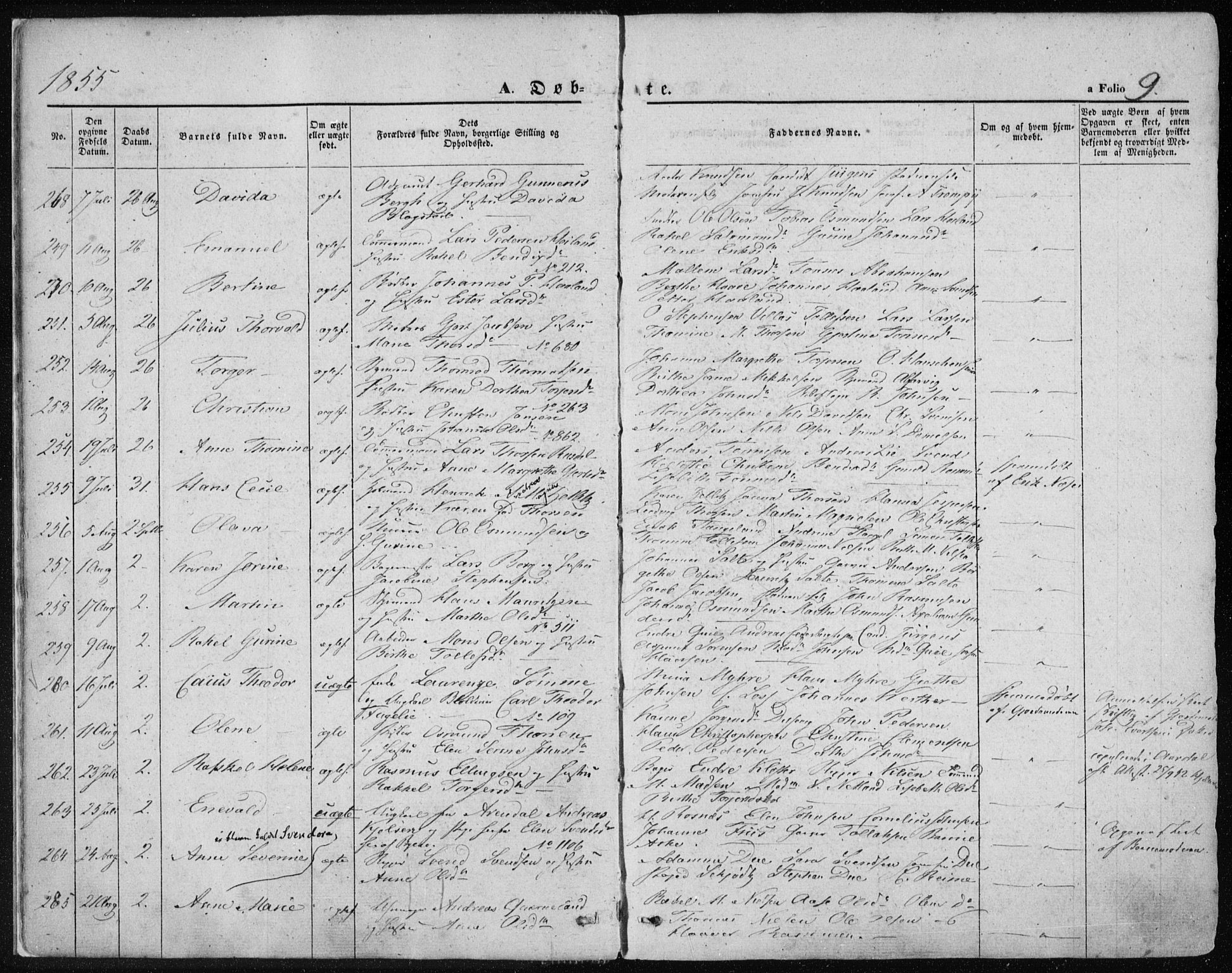 Domkirken sokneprestkontor, SAST/A-101812/001/30/30BA/L0017: Parish register (official) no. A 16, 1855-1867, p. 9