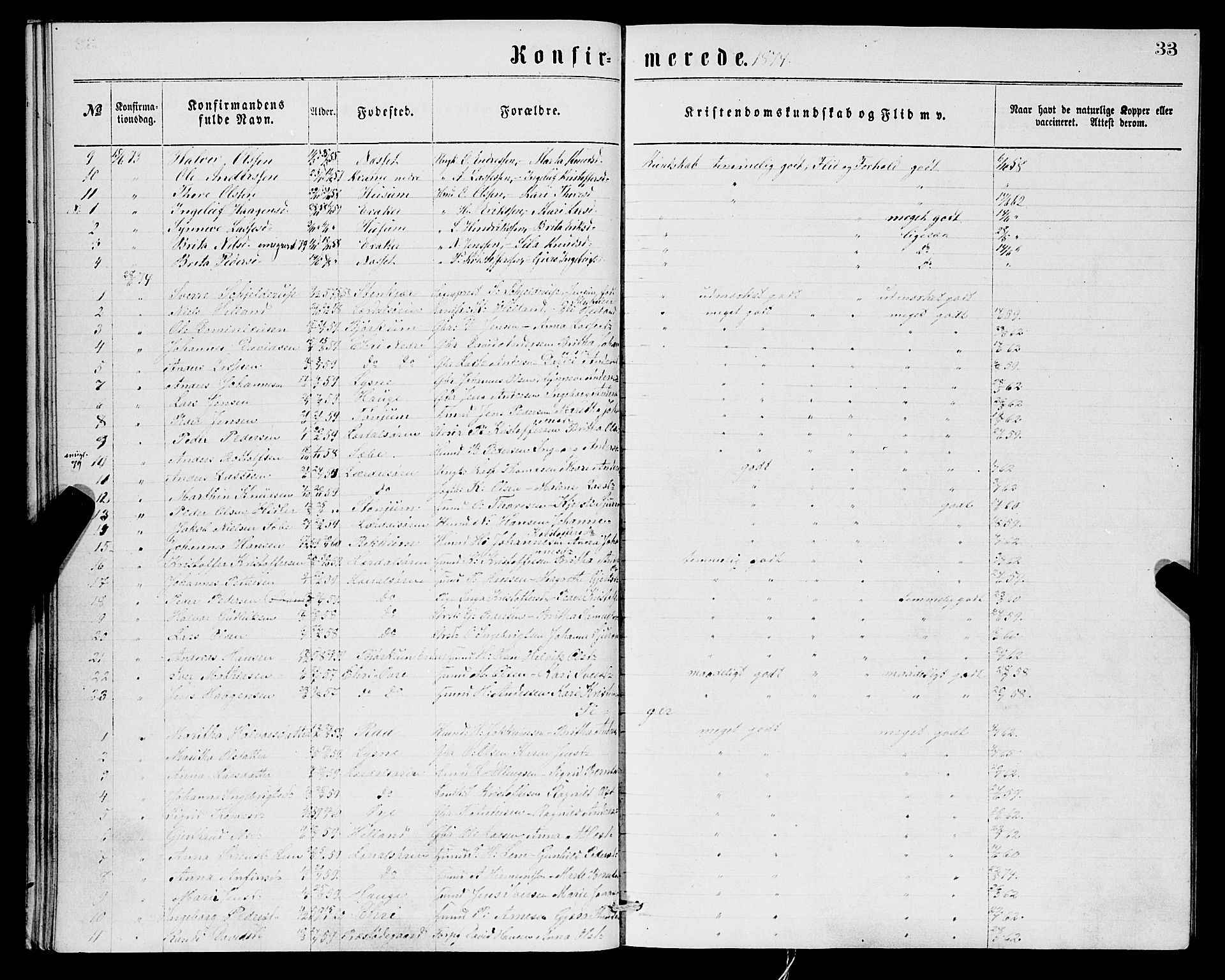 Lærdal sokneprestembete, SAB/A-81201: Parish register (official) no.  A 14, 1865-1877, p. 33