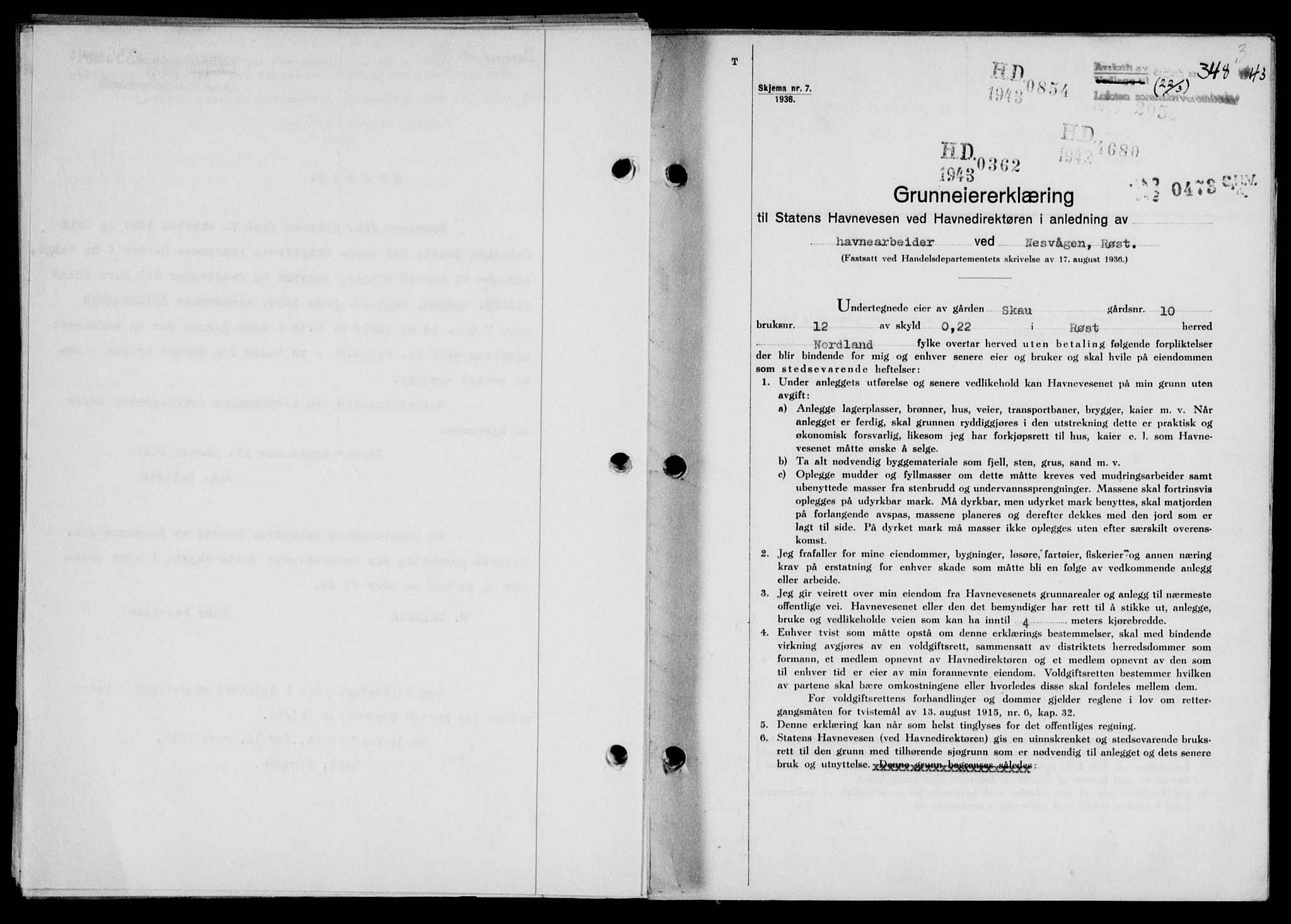 Lofoten sorenskriveri, SAT/A-0017/1/2/2C/L0011a: Mortgage book no. 11a, 1943-1943, Diary no: : 348/1943
