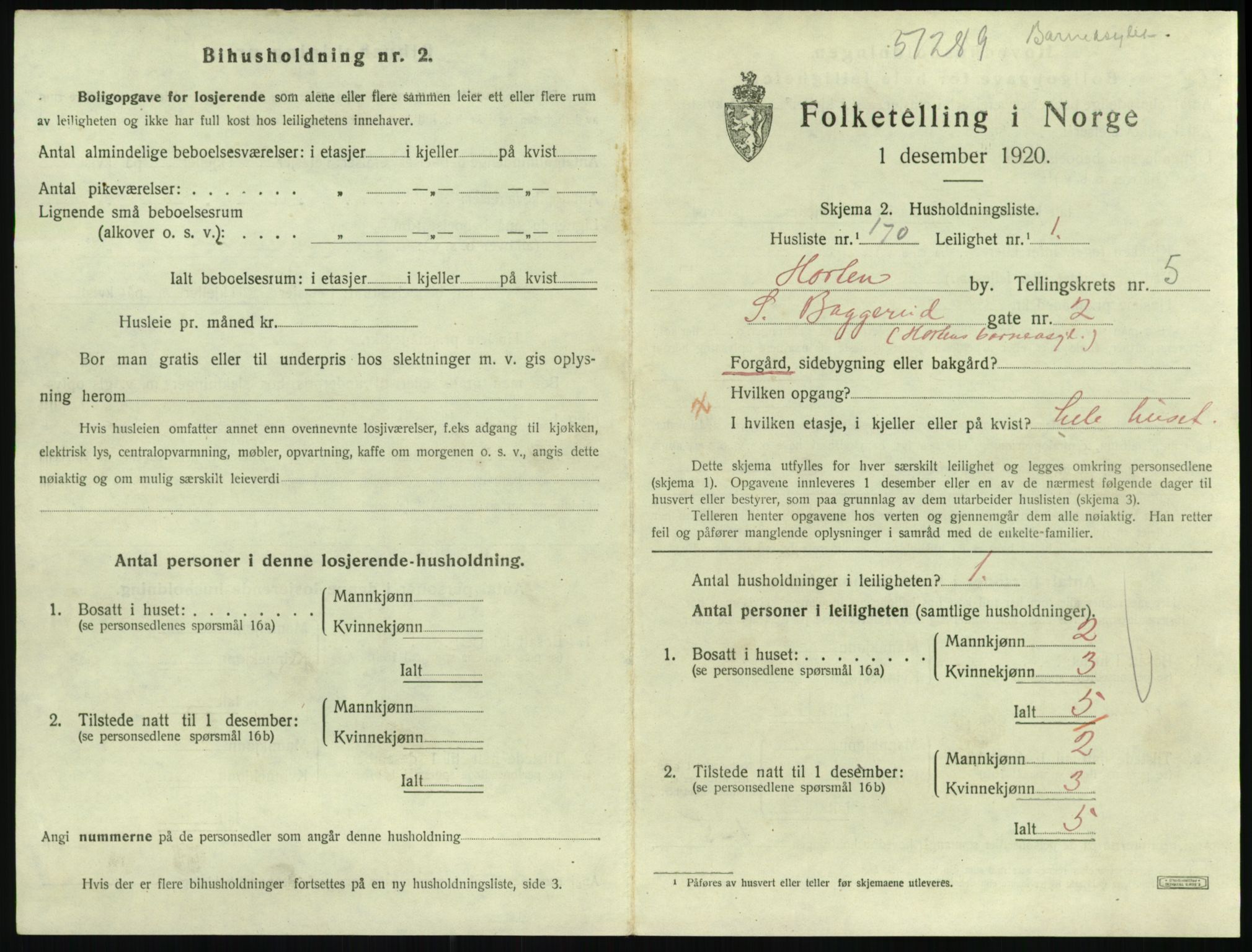 SAKO, 1920 census for Horten, 1920, p. 6249