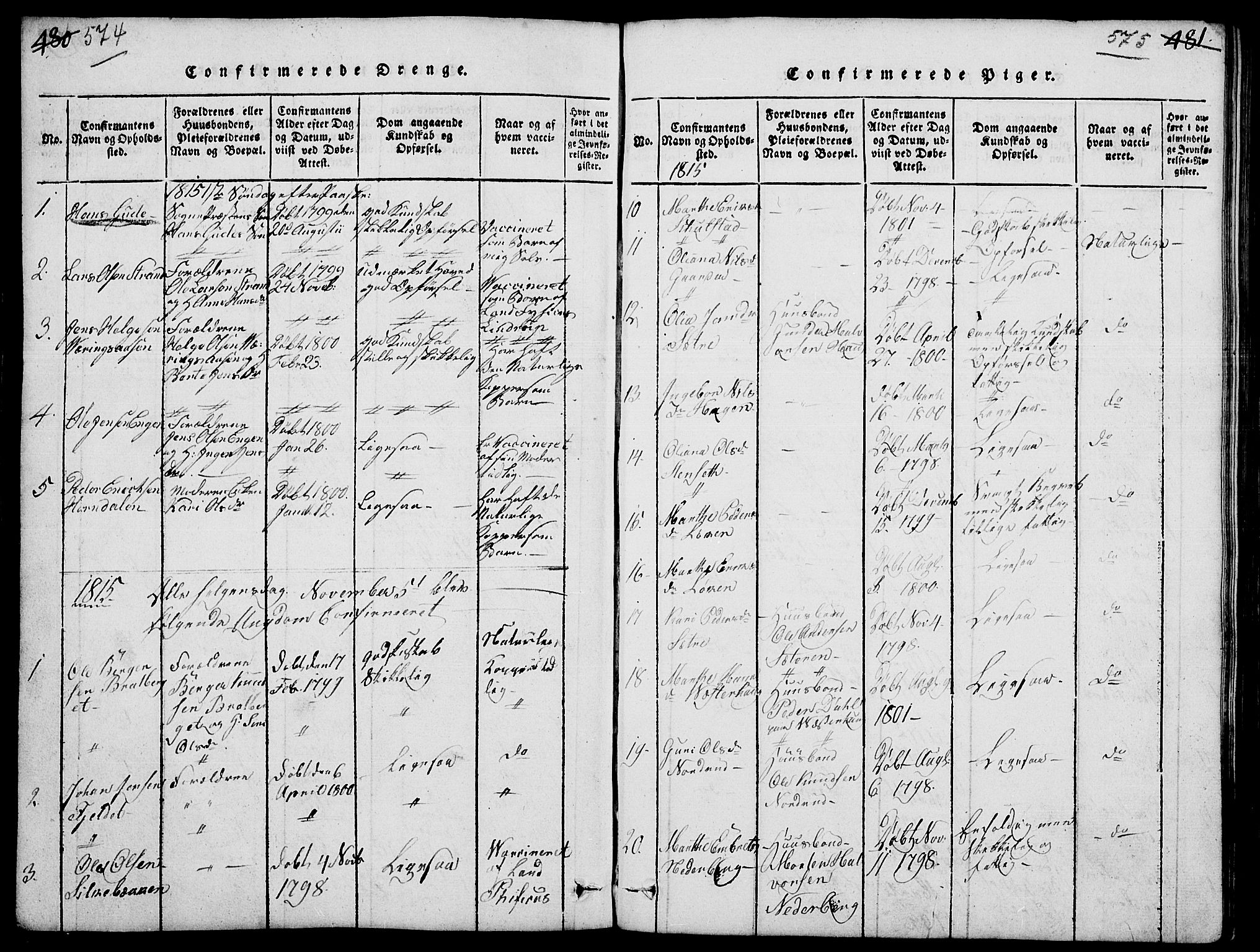 Elverum prestekontor, AV/SAH-PREST-044/H/Ha/Hab/L0001: Parish register (copy) no. 1, 1815-1829, p. 574-575