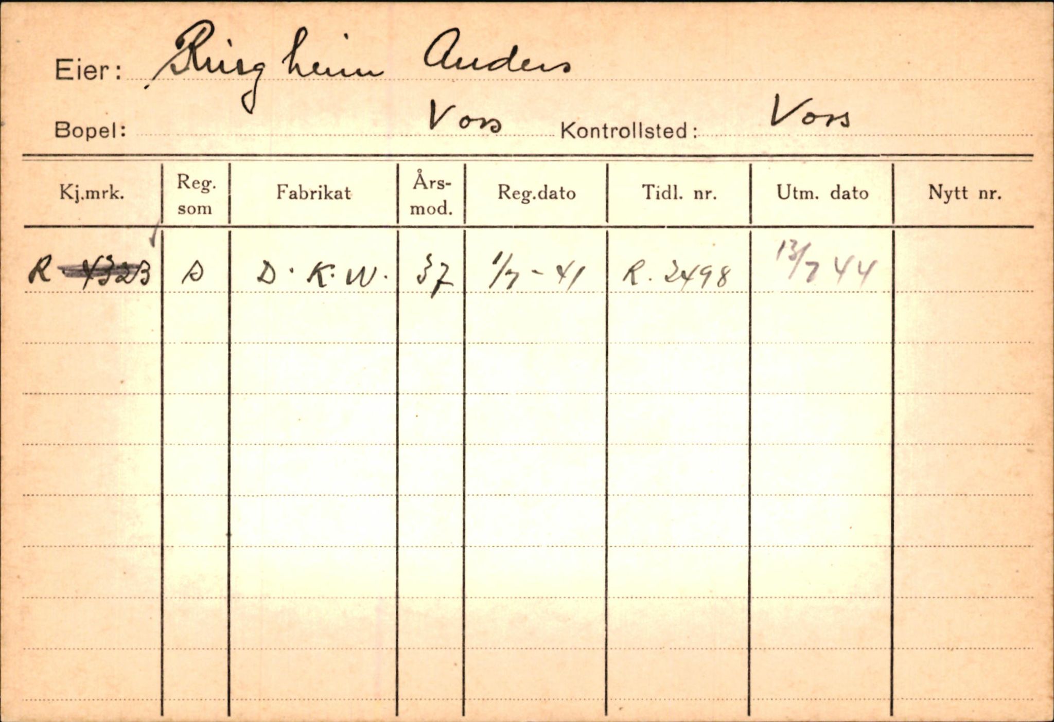 Statens vegvesen, Hordaland vegkontor, AV/SAB-A-5201/2/Ha/L0045: R-eierkort R, 1920-1971, p. 18