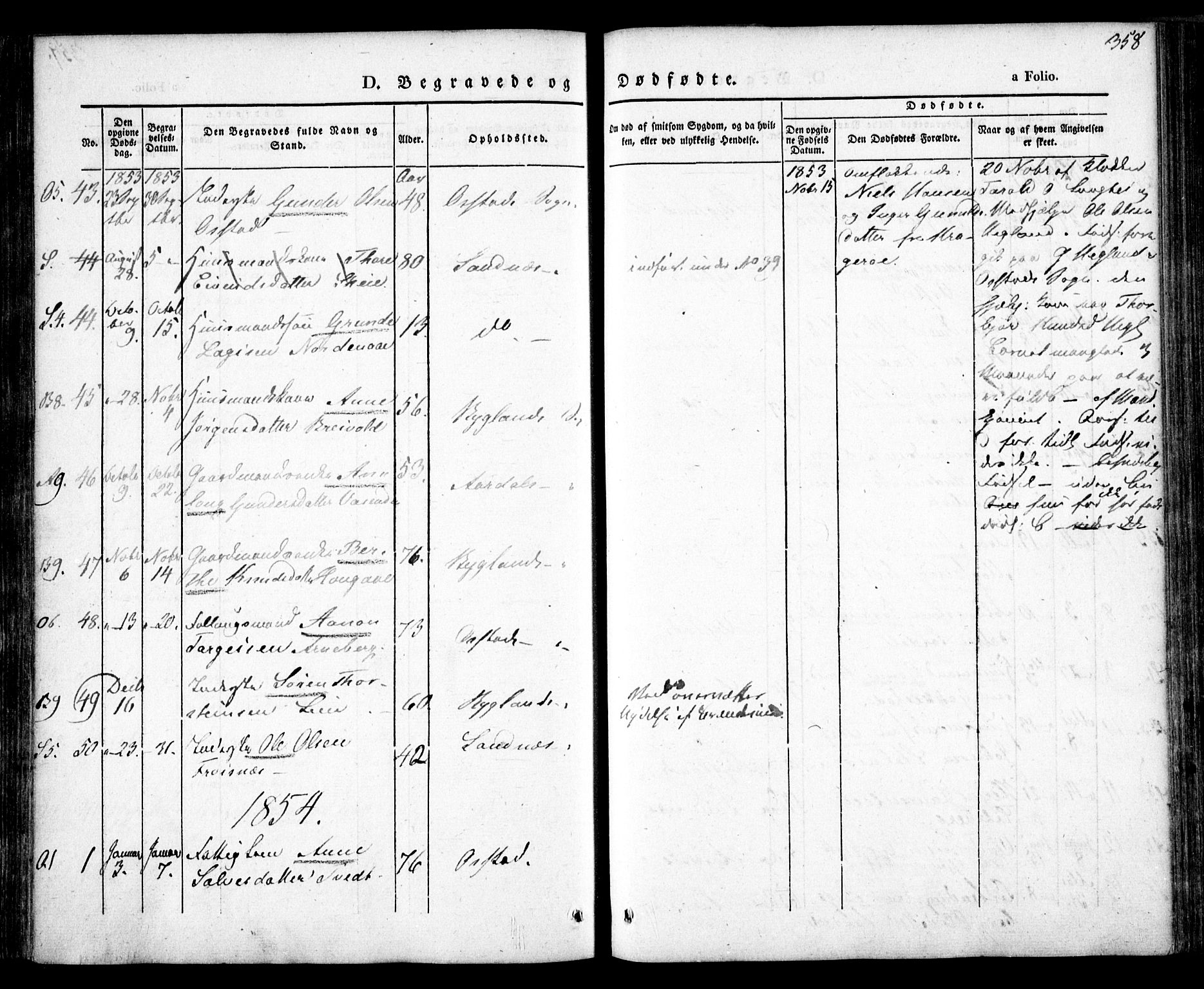 Bygland sokneprestkontor, AV/SAK-1111-0006/F/Fa/Fab/L0004: Parish register (official) no. A 4, 1842-1858, p. 358