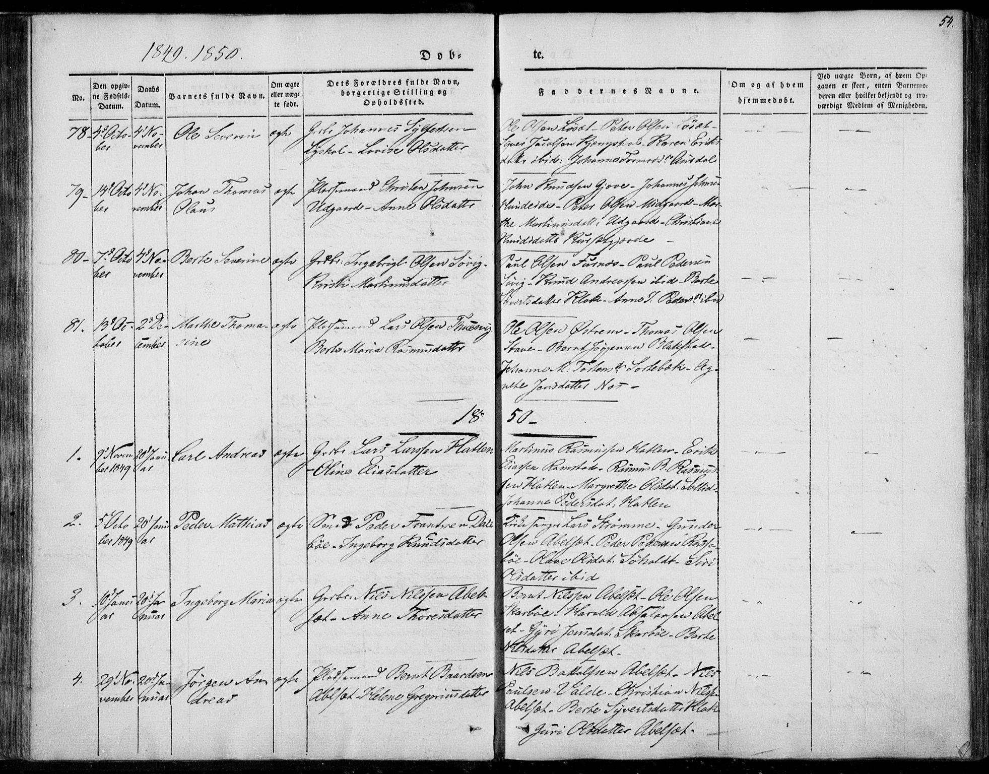 Ministerialprotokoller, klokkerbøker og fødselsregistre - Møre og Romsdal, SAT/A-1454/522/L0312: Parish register (official) no. 522A07, 1843-1851, p. 54