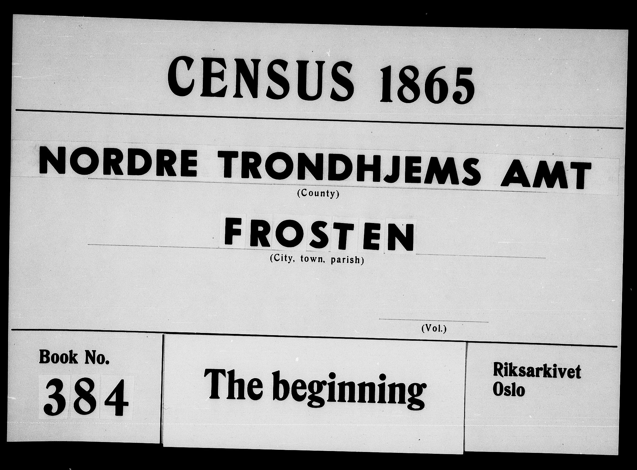 RA, 1865 census for Frosta, 1865, p. 1