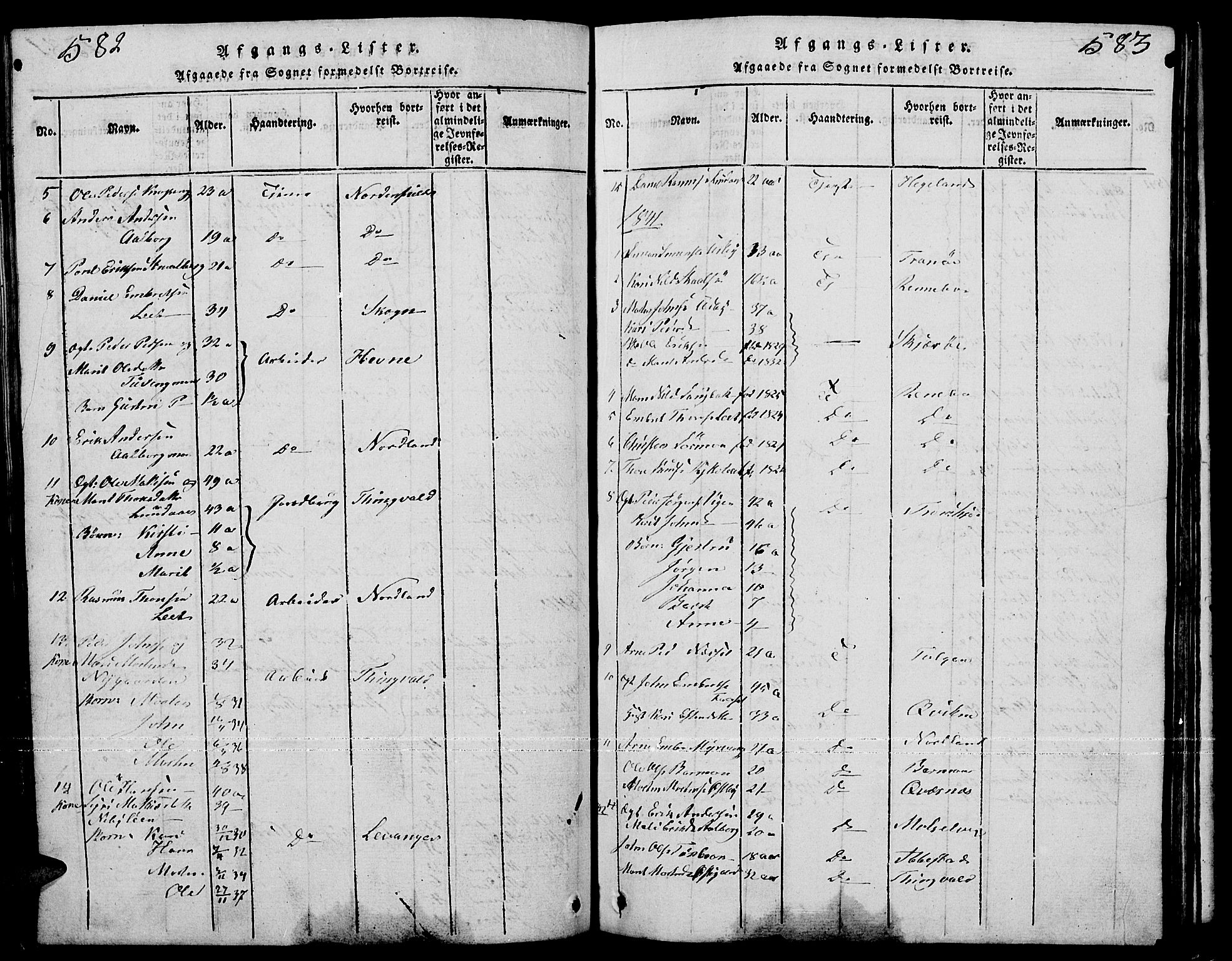 Tynset prestekontor, SAH/PREST-058/H/Ha/Hab/L0001: Parish register (copy) no. 1, 1814-1859, p. 582-583