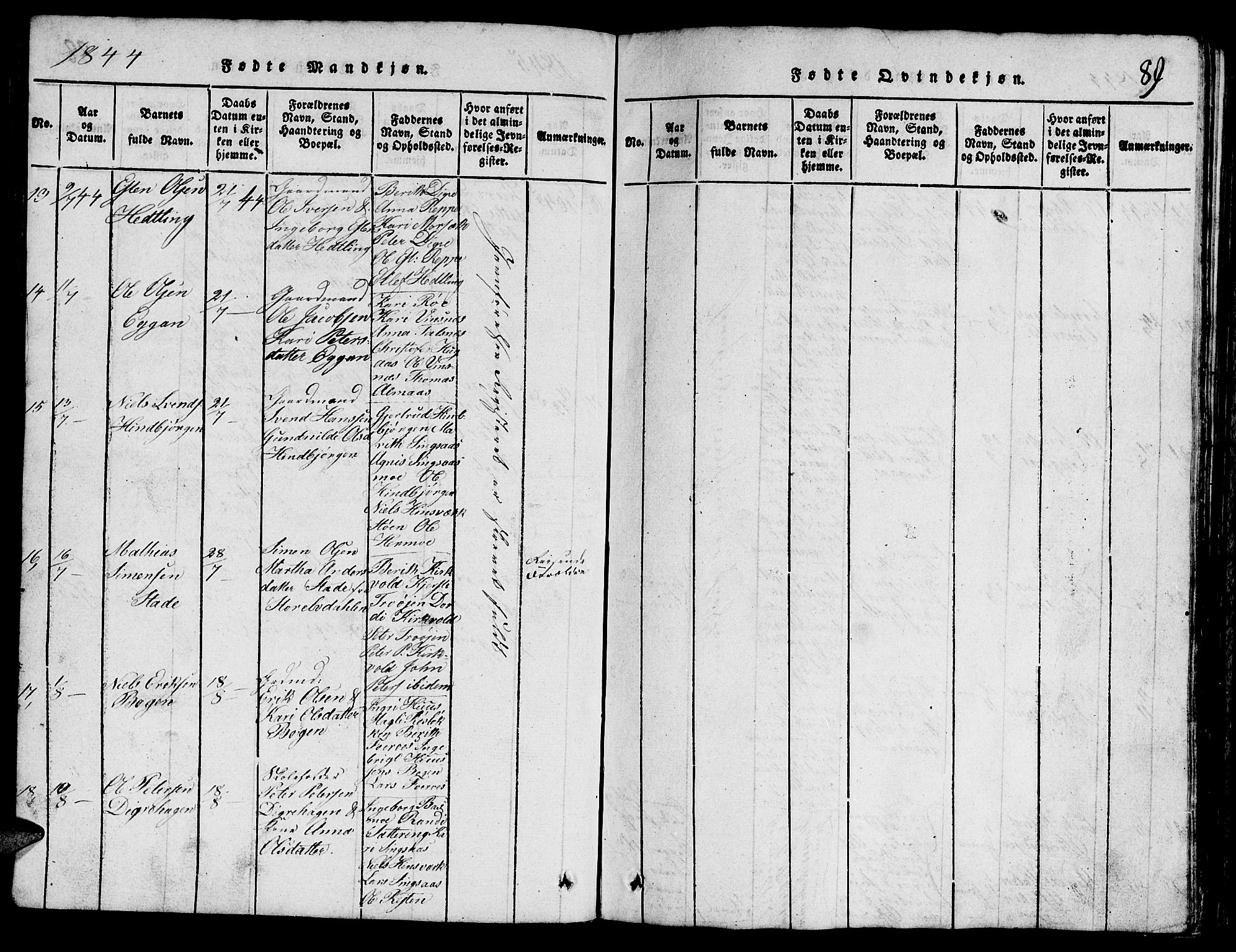 Ministerialprotokoller, klokkerbøker og fødselsregistre - Sør-Trøndelag, AV/SAT-A-1456/688/L1026: Parish register (copy) no. 688C01, 1817-1860, p. 89