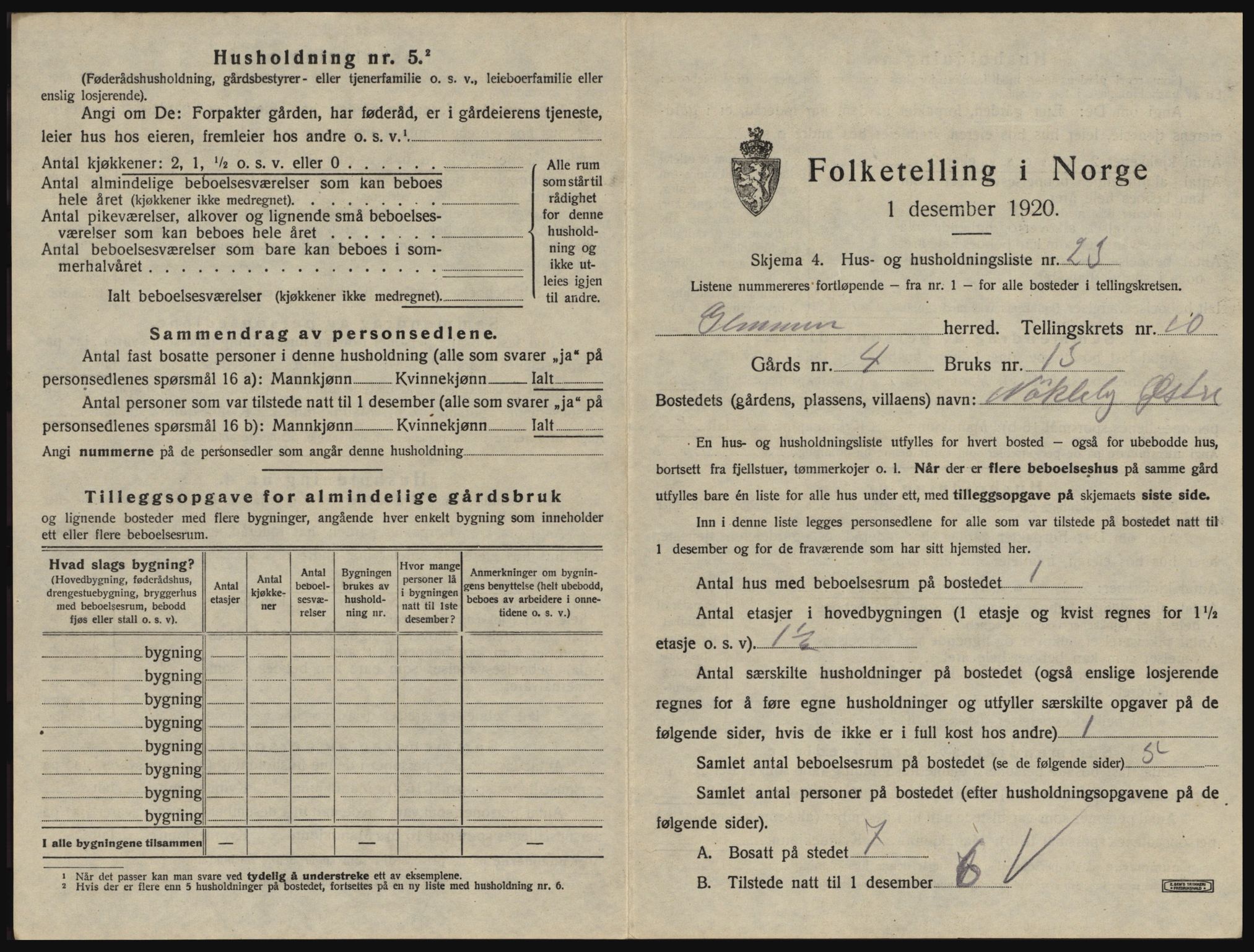 SAO, 1920 census for Glemmen, 1920, p. 1969