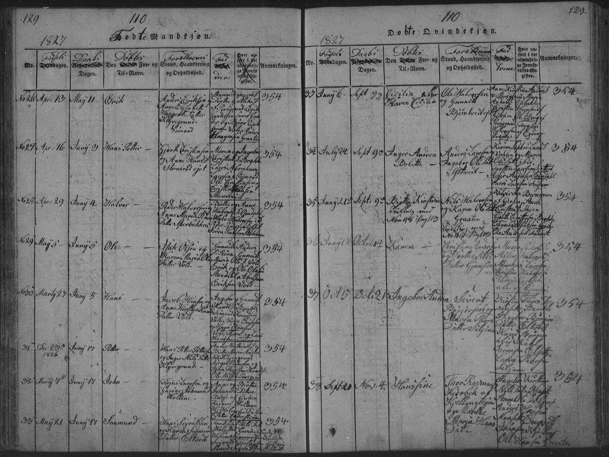 Solum kirkebøker, AV/SAKO-A-306/F/Fa/L0004: Parish register (official) no. I 4, 1814-1833, p. 129