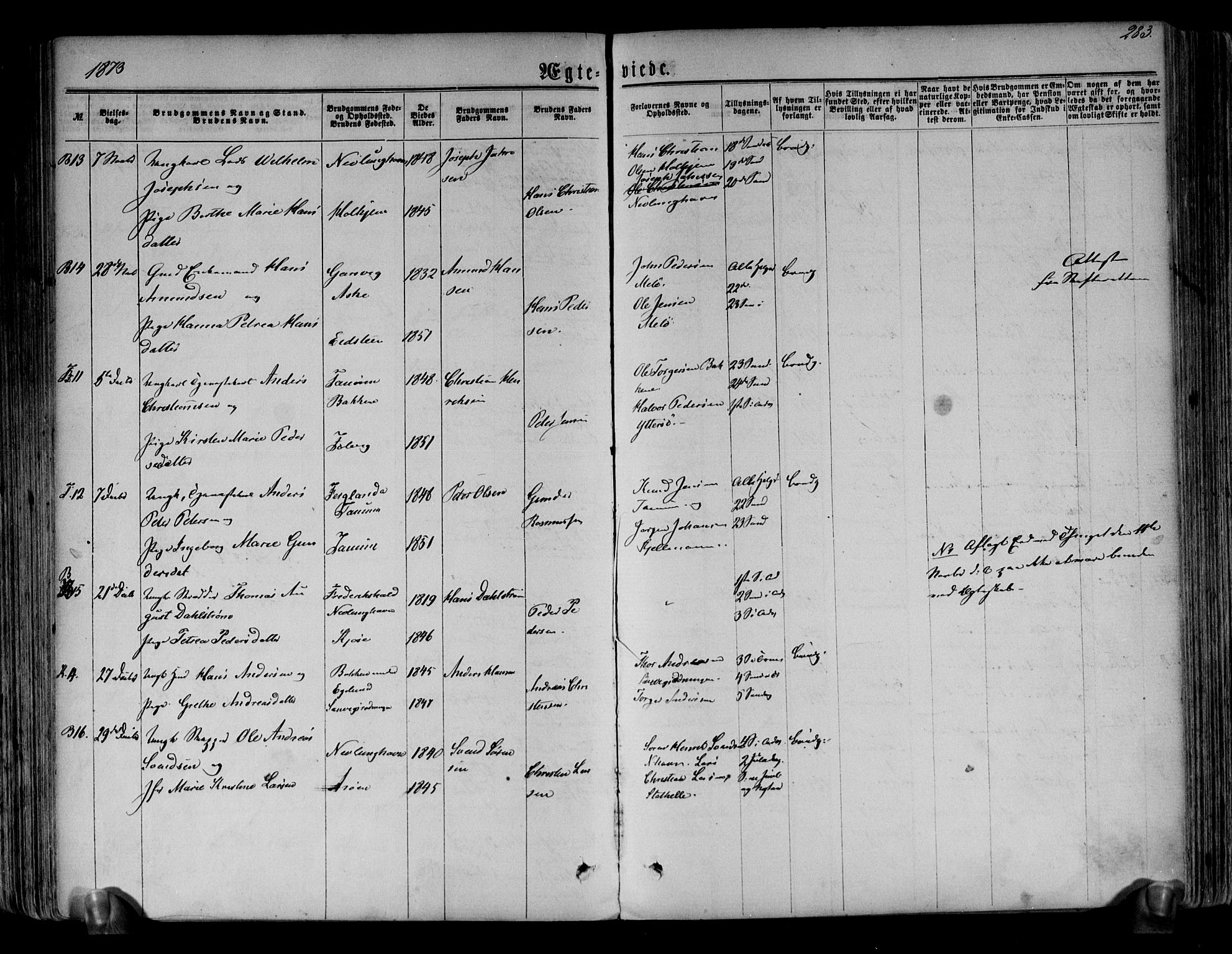 Brunlanes kirkebøker, AV/SAKO-A-342/F/Fa/L0005: Parish register (official) no. I 5, 1862-1877, p. 283