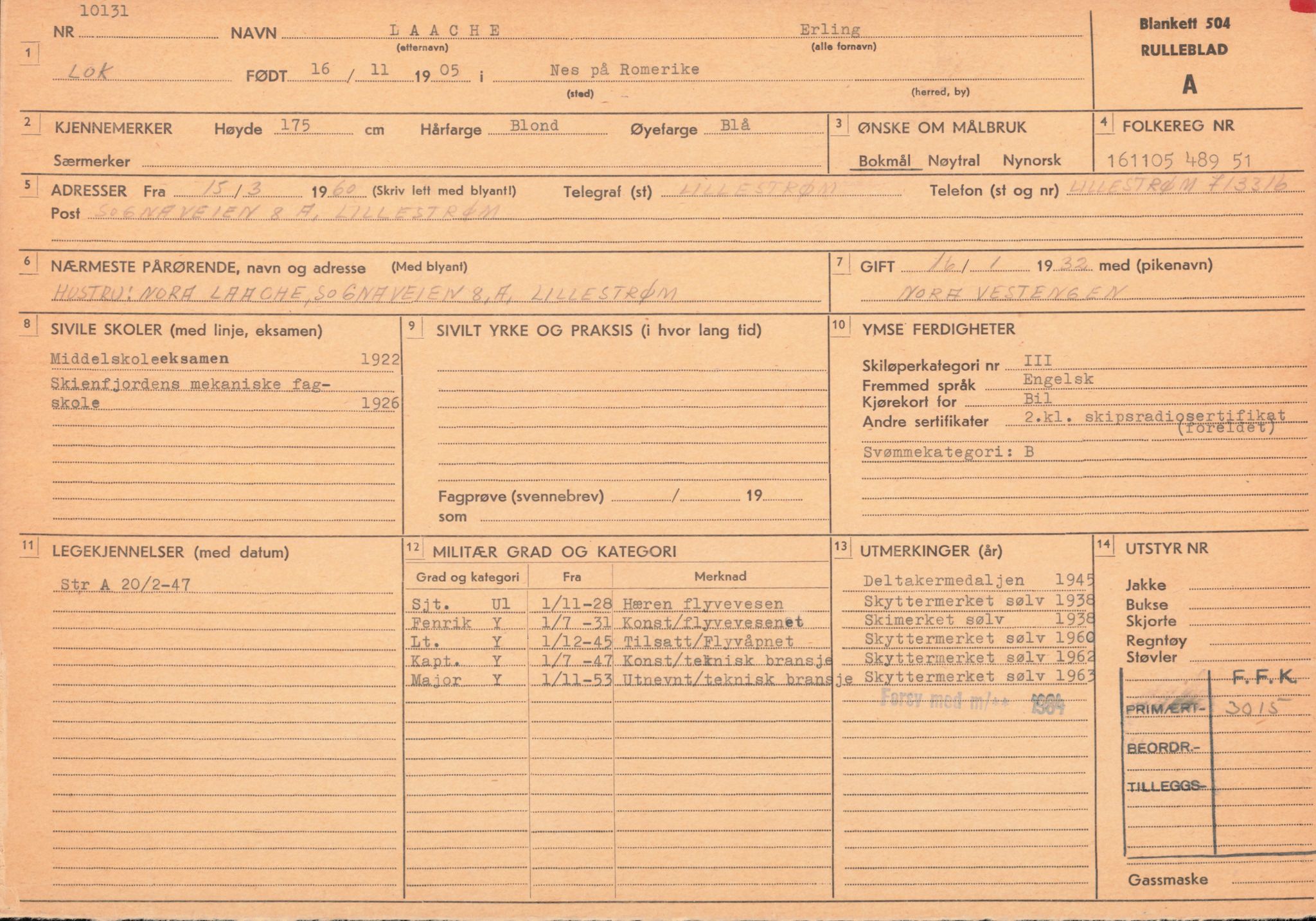 Forsvaret, Forsvarets overkommando/Luftforsvarsstaben, AV/RA-RAFA-4079/P/Pa/L0013: Personellmapper, 1905, p. 375